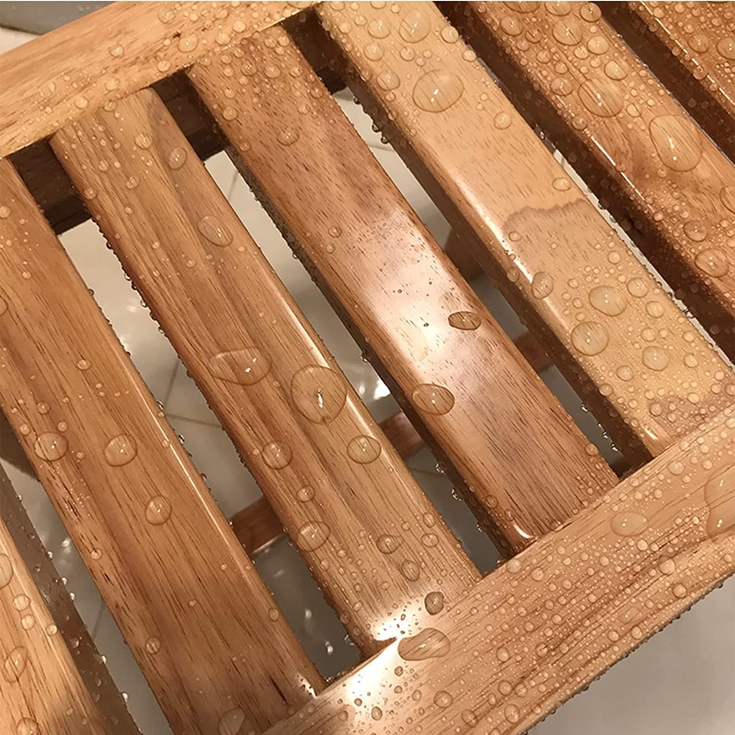 Seat Stool for Bathroom Wooden Bathroom Stool, Non-Slip Bath Bench Shower Stools to Sit On, Bearing 250kg Shower Stools Wooden Stool Works in Living Room/Bedroom/Garden Leisure