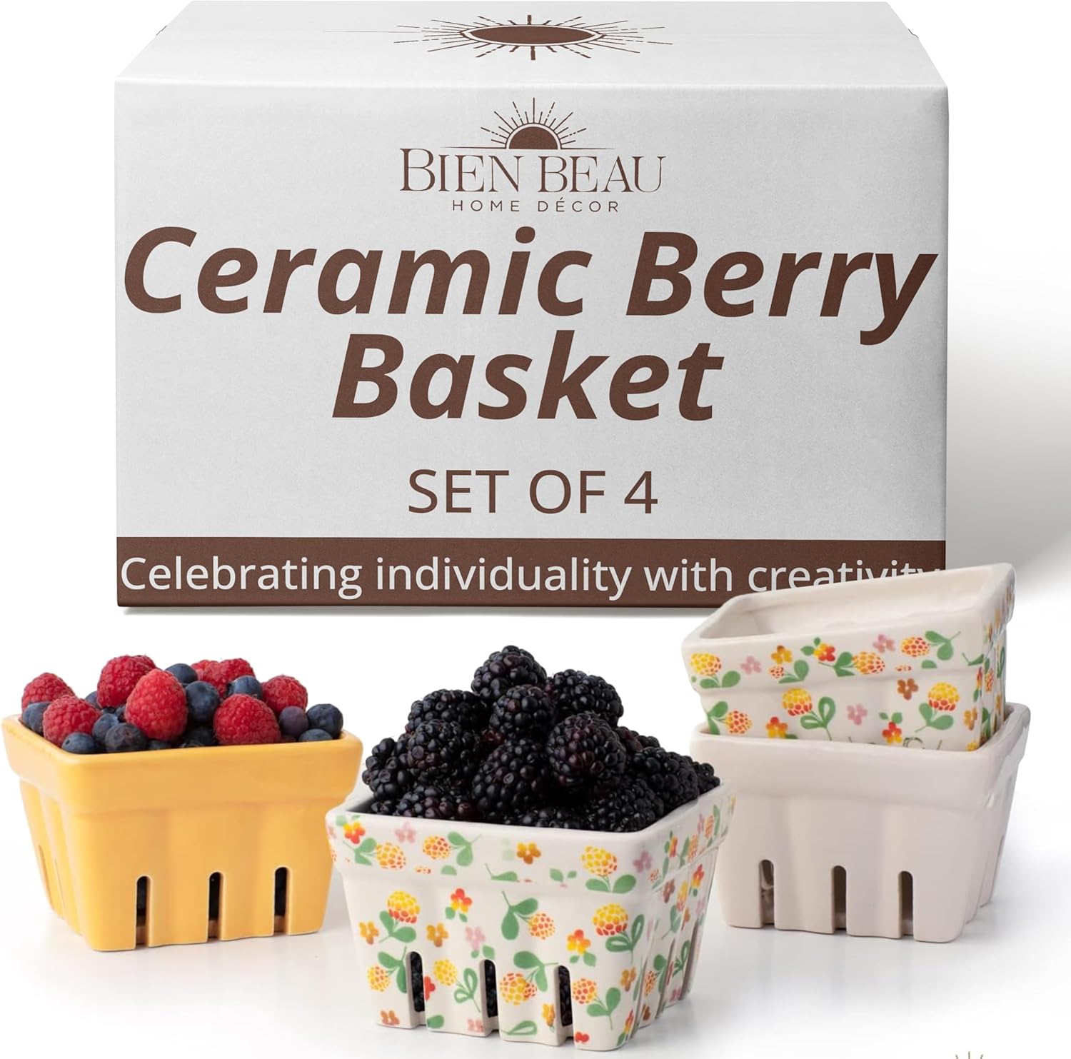 Ceramic Berry Basket & Harvest Bowls Set
