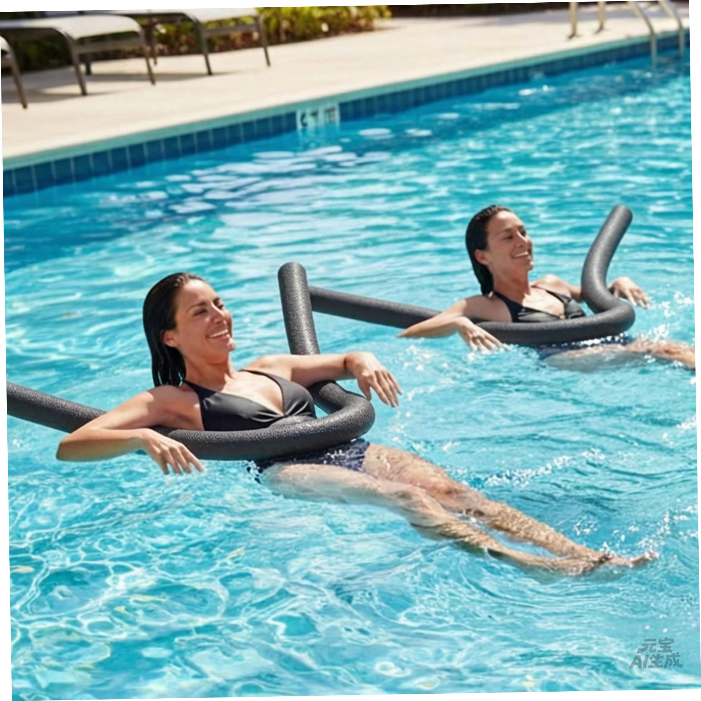 Lot de 3 Frites de Piscine Noires en Mousse PE Creuse, flottantes, antidérapantes et Absorbant Les Chocs