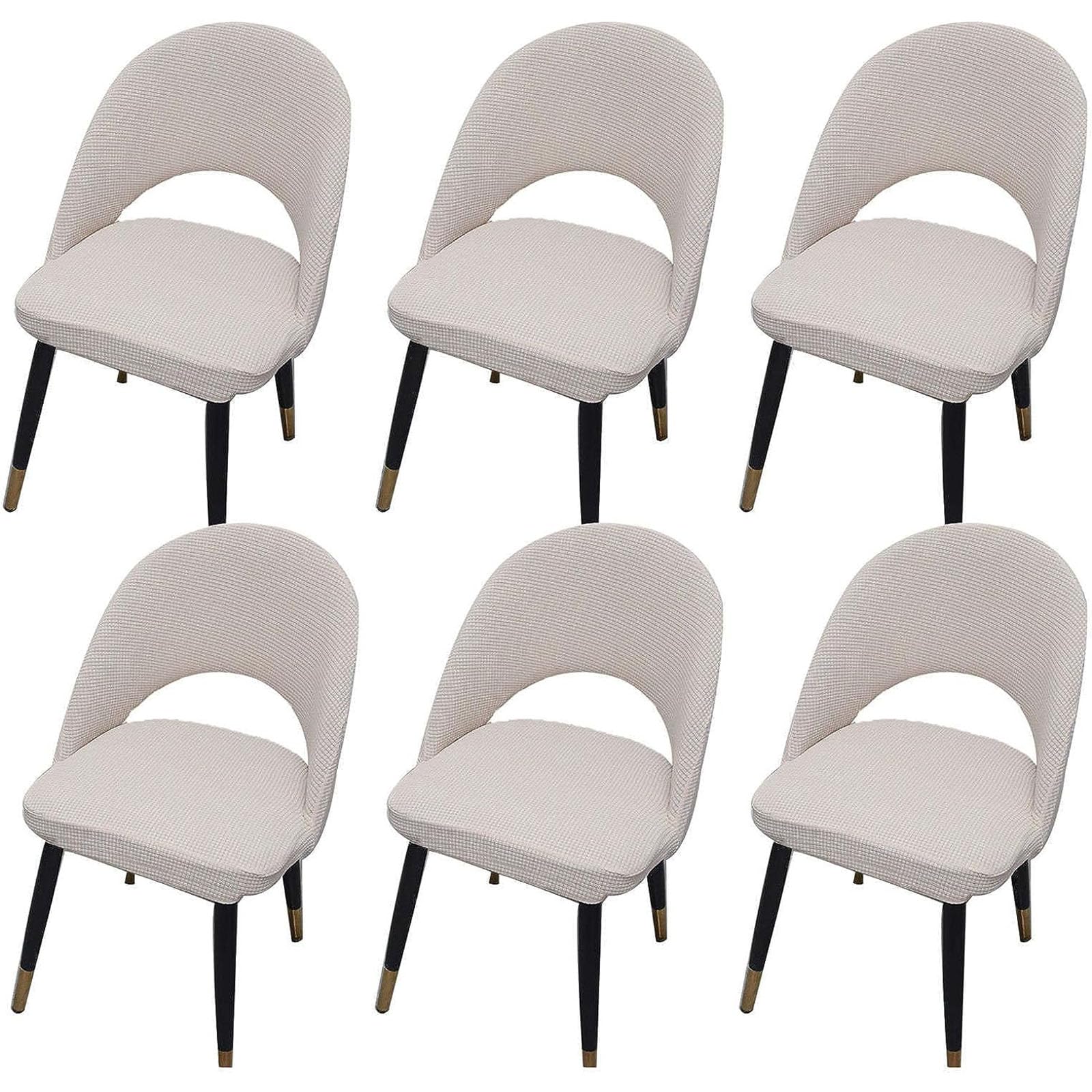 Leomix Funda elástica para Silla de Comedor, Fundas para sillas con Respaldo Curvo, Funda para Silla Decorativa sin Brazos, para Sala de Estar, Dormitorio, Oficina en casa, tocador,L,6pack