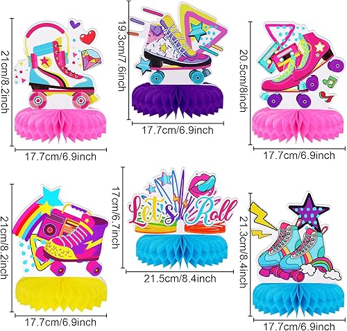 Miniatura 2 de PHOGARY 9 centros de mesa de panal de abeja para patinaje sobre ruedas, recuerdos de fiesta, decoraciones de fiesta de patinaje, patineta,