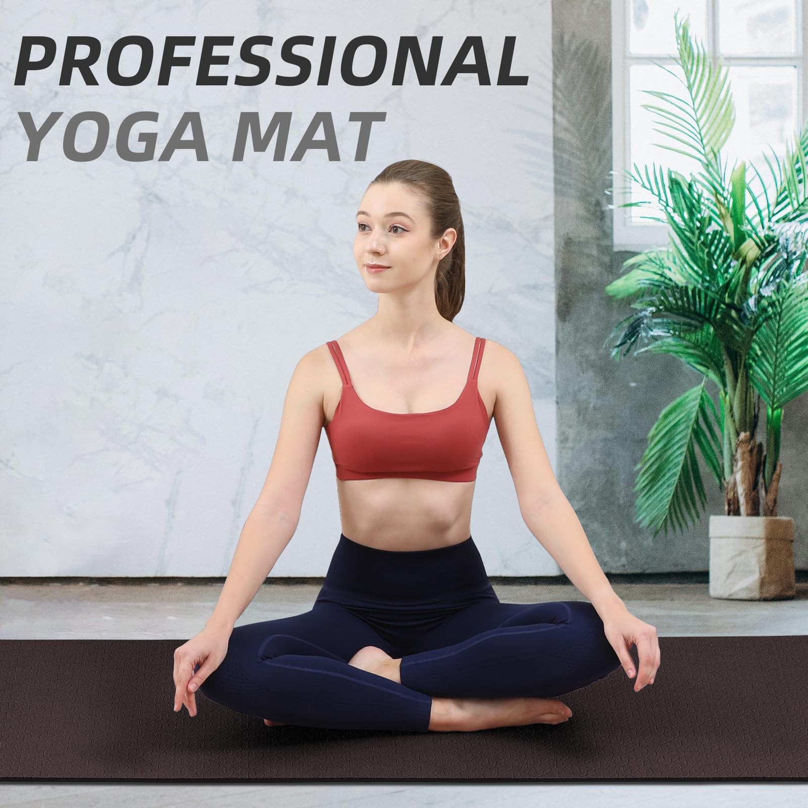 Tappetino da yoga extra spesso 8 mm, morbido e leggero in TPE con cinghia, ad alta elasticità, anti-fatica, tappetino antiscivolo per donne, yoga, campeggio, viaggi, palestra e attività all'aperto |