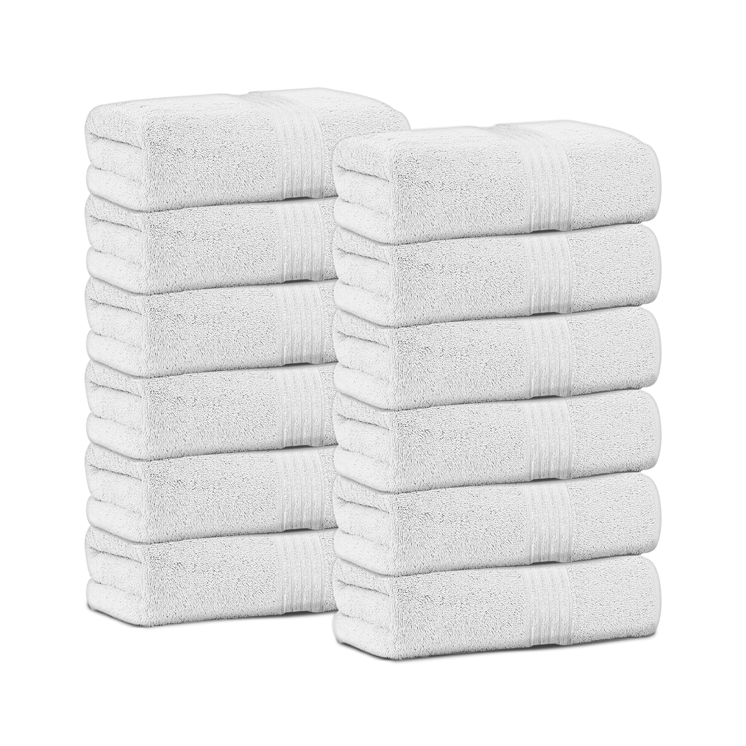 GC GAVENO CAVAILIA 12 Pack Flannel Face Cloth Face Towels 30 x 30 Cm | Egyptian Cotton 450 GSM Towels Set Fingertip Highly Absorbent Washcloths For Bathroom, Spa & Gym, White