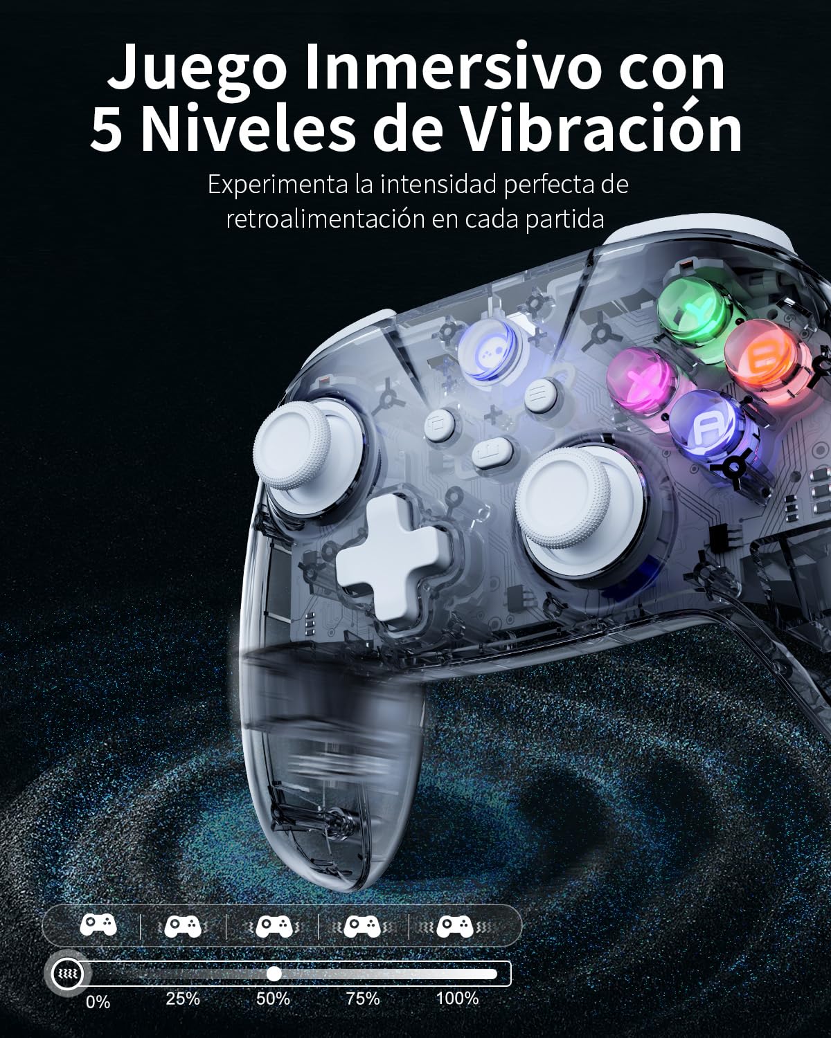 PALPOW Mando InaláMbrico Para PC 2.4g Con Joysticks Y Gatillos Hall Effect, Mando Para Windows/Android/Steam Deck/iphone/Switch, Gamepad Bluetooth Con 8 Colores Rgb/Turbo/Botones Programables, Gris