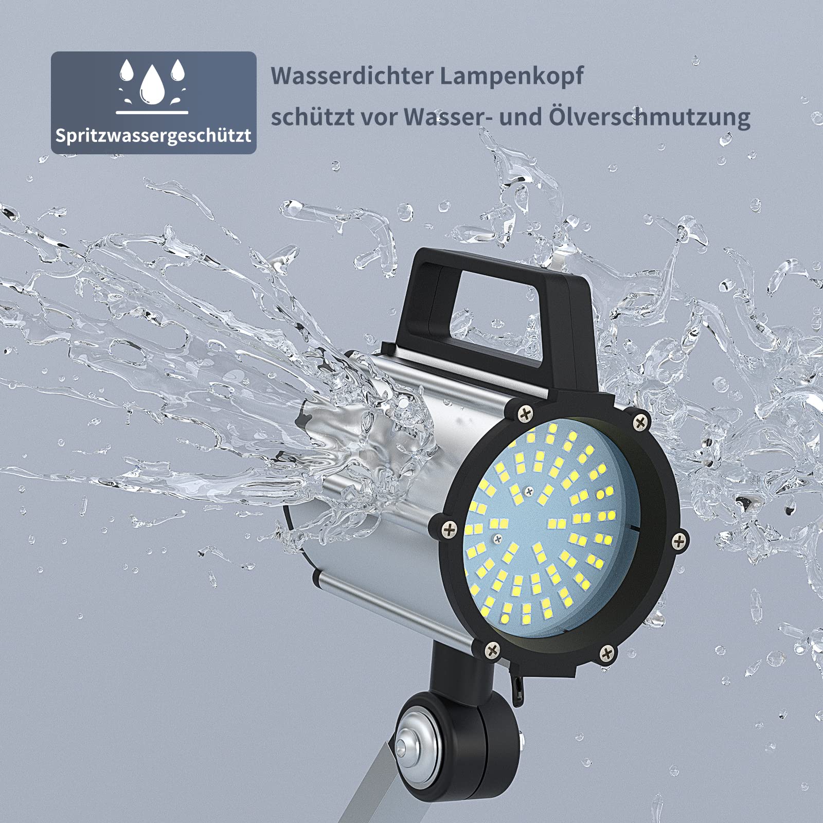 YouTeMei Doppelfarbige LED Drehmaschine Lampe, 18W (1980/2340) Lumen Flexibel Wasserdicht Arm Drehmaschine Lampe, für Nähmaschine Drehbank Fräsen Bohrmaschine Industrielle Beleuchtung （3000K/6500K