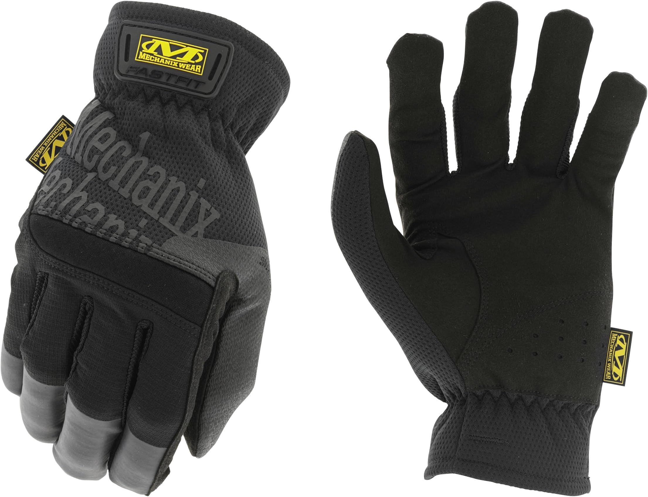 FastFit Work Gloves - Anti-Slip & Abrasion Resistant Heavy Duty Gloves - Touchscreen Compatible - Vibration Damping - Multipurpose Use - Medium - Black