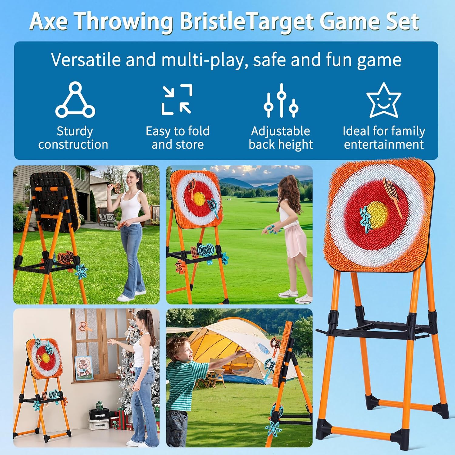 Axe Throwing Game for Backyard with 8 Axes & 8 Star Darts,Axe Throwing Game Set for Indoor & Outdoor,Yard,Camping,Backyard Games
