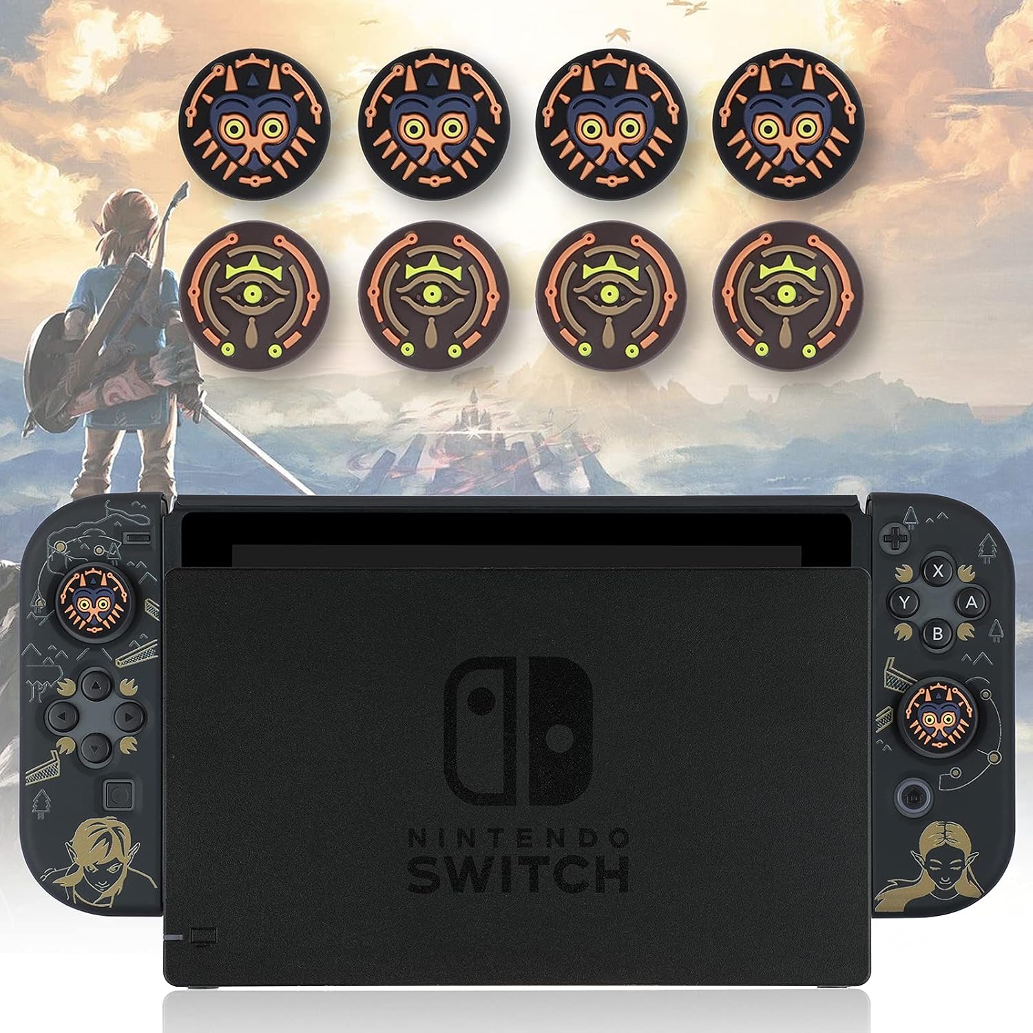 ThreeShip Kawvisy 8 PCS Cute Switch Thumb Grips Joystick Caps Compatible with Switch & Switch OLED & Switch Lite, Kawaii Accessories Soft Silicone Analog Stick Covers (Zelda)