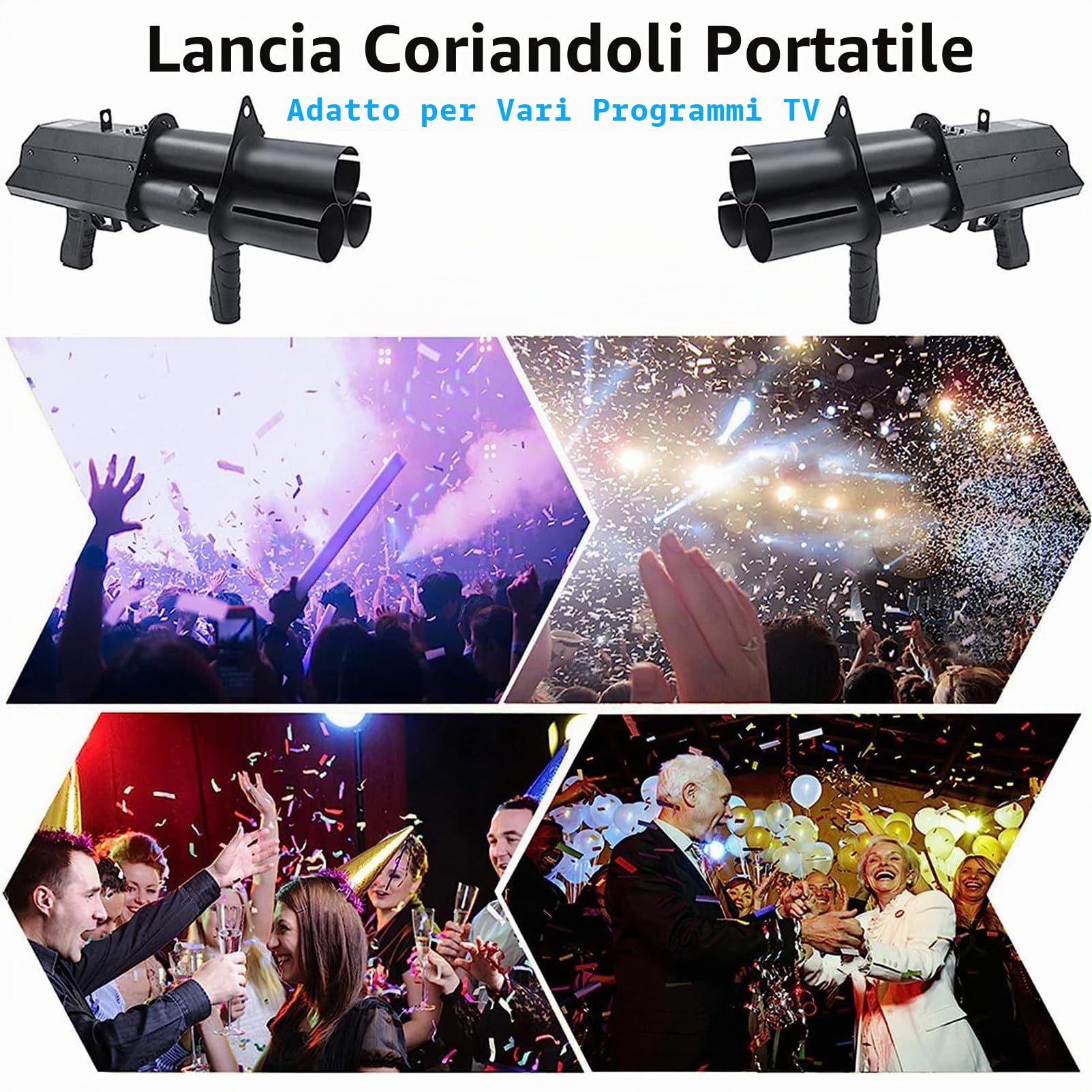 RayGenius Lanciatore dei Coriandoli, Cannone Elettrico dei Coriandoli, Getto della Macchina di Effetto della Fase LED Tenuta in Mano della Macchina dei Coriandoli per Halloween。