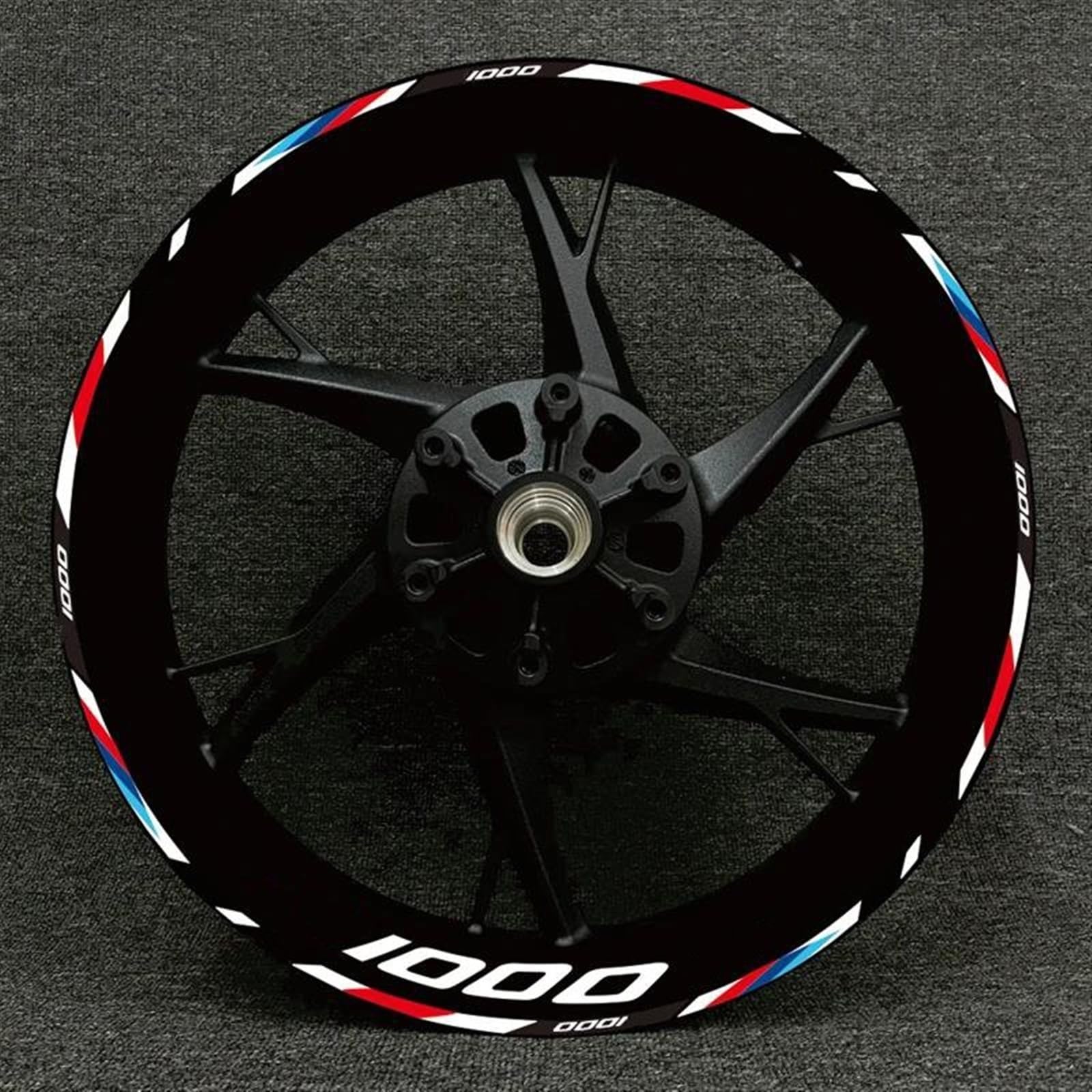 17 Inches for BMW S1000XR S1000R 1000RR Motorcycle Racing Equipment Tire Rim Adhesive Reflective Decal Sticker Decorative(Color1)