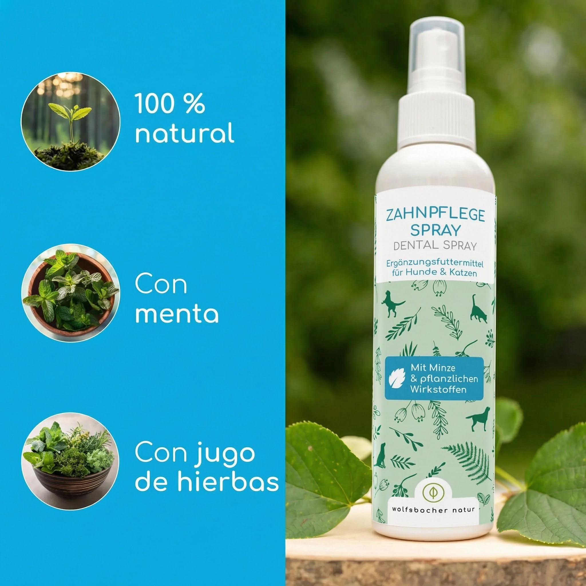 Removedor de sarro para perros y gatos – Spray dental natural para limpieza sin cepillo – Elimina sarro y reduce mal aliento – Aliento fresco con menta 150 ml
