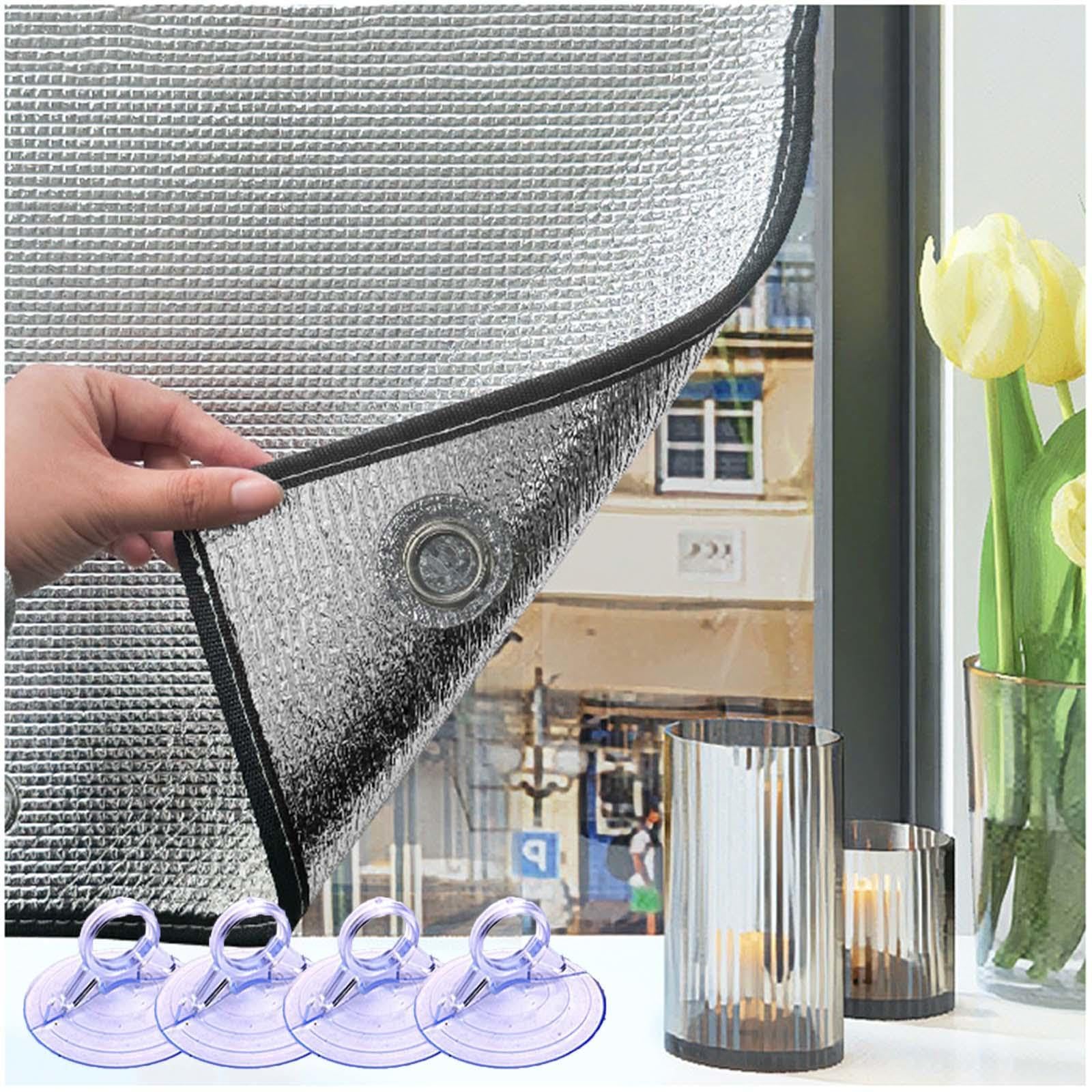 Heat Reflective Window Film,Aluminium Foil Thermal Insulation Sun Blocking Anti-uv Window Tint,Blackout Privacy Glass Film,With Suction Cups,Sun Protection Window Sticker,W×H-95x150cm/37 * 59in