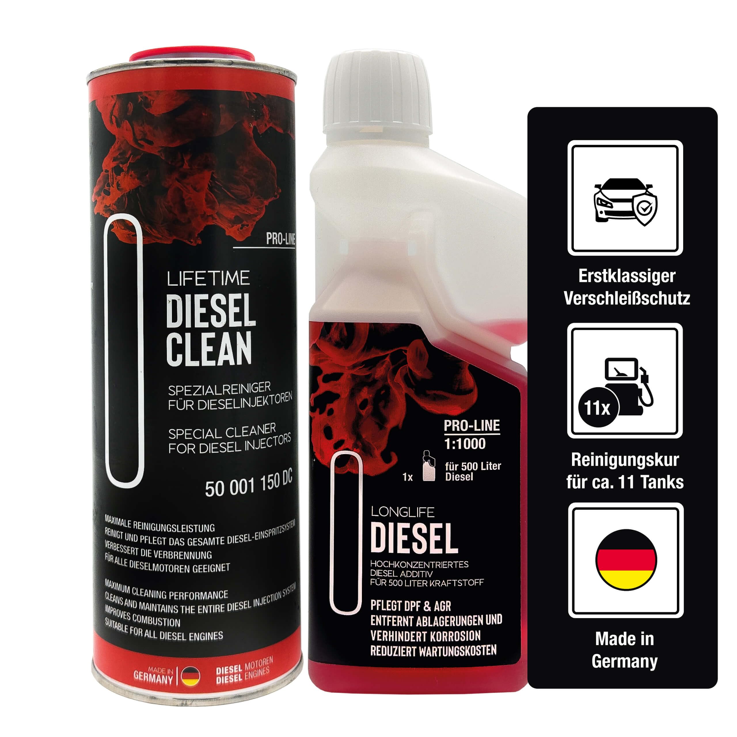 LIFETIME Diesel Additiv Injektor & System Reinigungs-Kur Pro-Line | Diesel Systemreiniger, Injektor Reiniger | Umfassende Reinigung und Pflege für alle Dieselmotoren | alle 10.000km