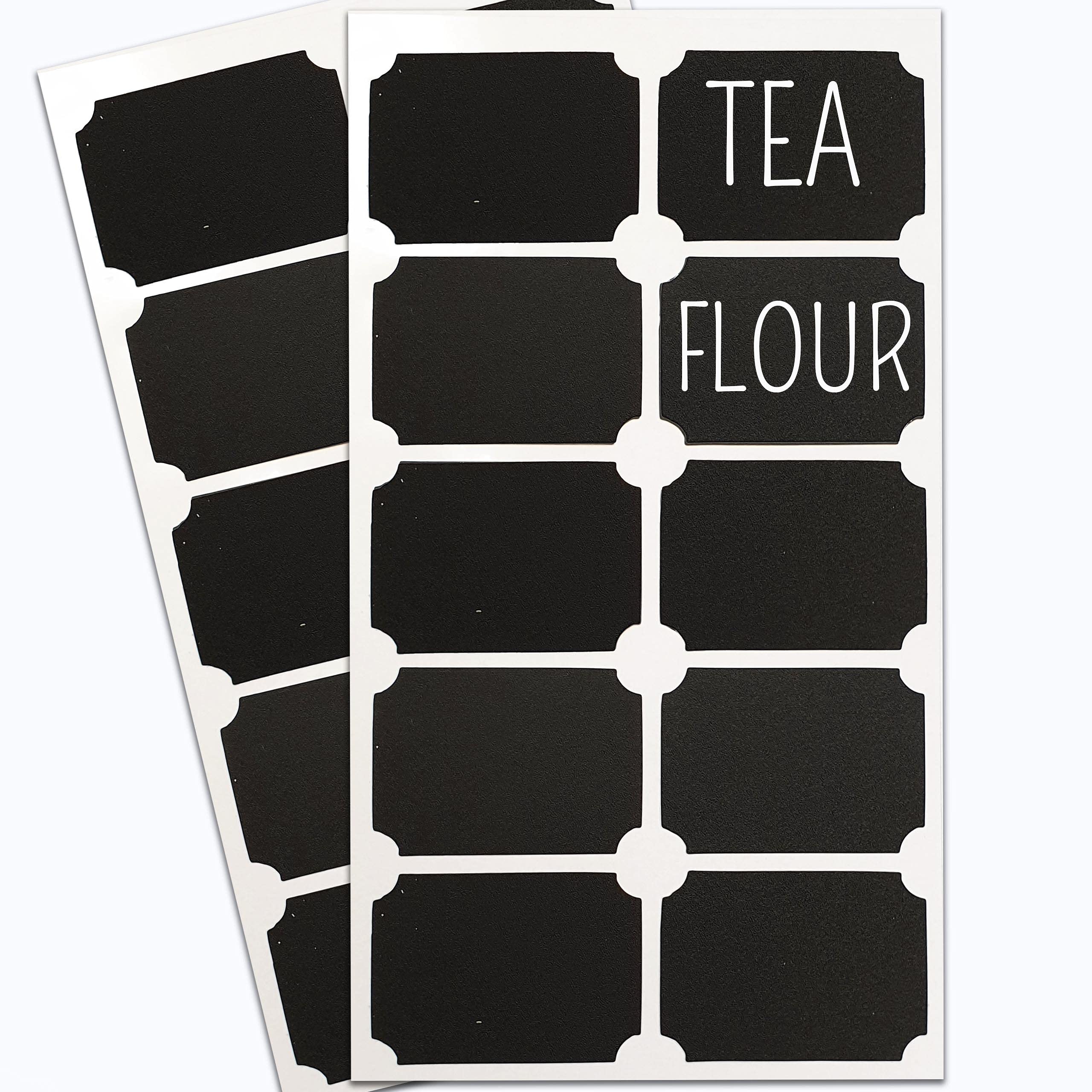 Chalkboard Labels – Self Adhesive Blackboard Stickers for Kitchen Pantry Organisation & Decorating Jars (20, Rectangle)
