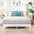 Mellow Naturalista Classic 12 Inch Solid Wood Platform Bed with Wooden Slats, Queen, White Wash