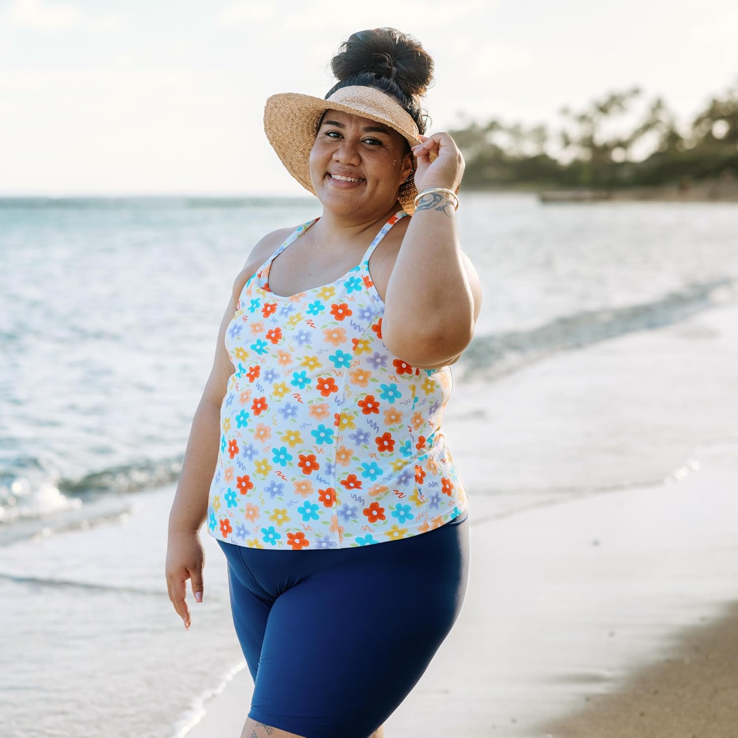 SwimZip レディース Aライン スイムタンキニ - UPF 50+ 日焼け防止