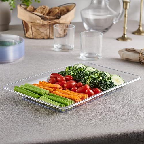 Miniatura 3 de Plasticpro Bandejas de plástico para servir  10 x 14 platos rectangulares desechables para fiestas (12, transparentes)
