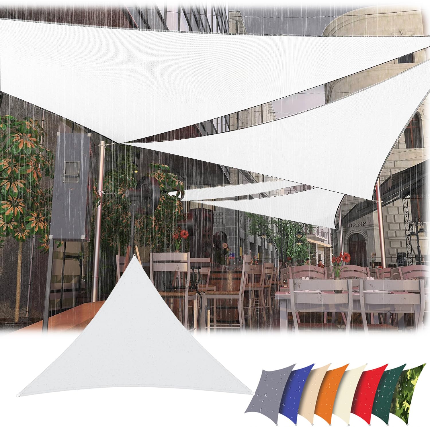 Voile d'ombrage Imperméable Triangulaire 3x4x6m,Toile Ombrage Protection Solaire avec Cordes,UV Blocage Voile de Soleil Abri pour Patio Jardin,Carport,Terrasse,Piscine,Balcon