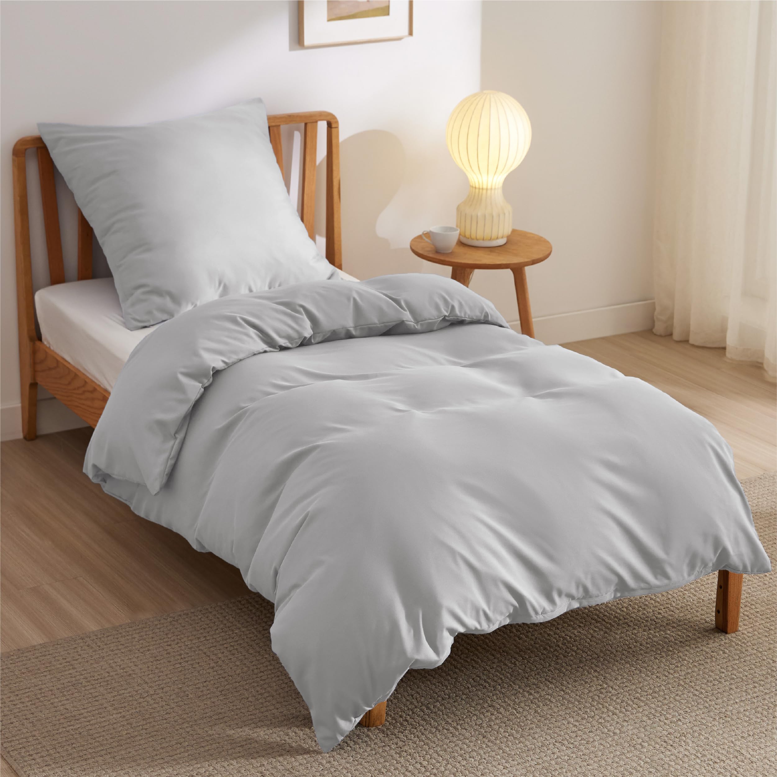 BEDSURE Bettwäsche 135x200 2teilig Silbergrau - 1 Bettbezug 135x200 cm + 1 Kissenbezug 80X80 cm, ÖKO-TEX Bettwäsche-Sets Grau Polyester Mikrofaser mit Reißverschluss