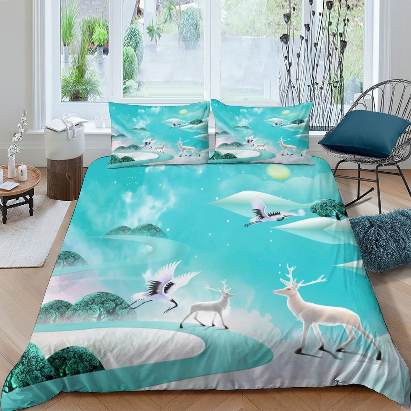 Inverno Copripiumino 3 Pezzi stampa di 3D microfibra morbida con federa Fantasia Set Di Copripiumino cerniera nascosta traspirante for bambini King（220x240cm）