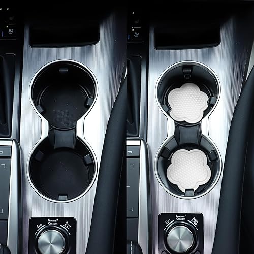 Miniatura 5 de GaRhomxy  Posavasos para automóvil, universales, con forma de flor, antideslizantes y empotrados, lindos accesorios para el interior del automóvil