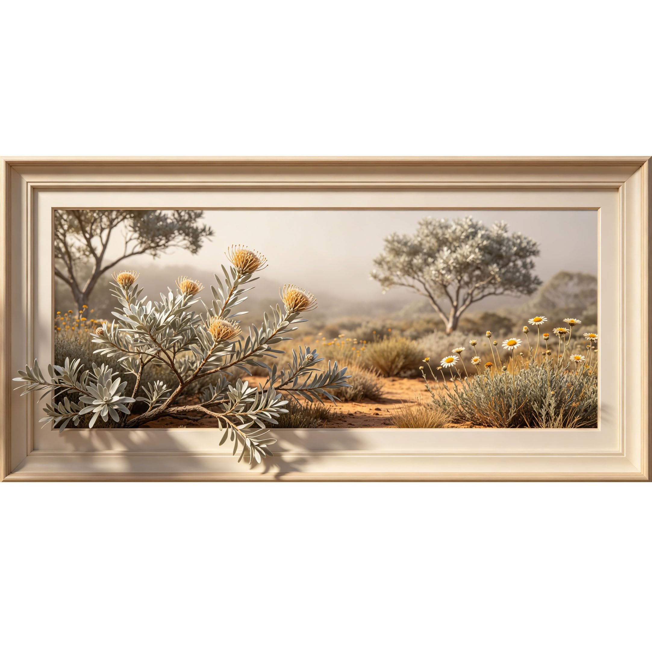 Agglomerix 3D Framed Wall Art Desert Flora Botanical Landscape Textured Print Large Size SelfAdhesive Removable Wall Decor Prints Artwork for Living Room Bedroom Office