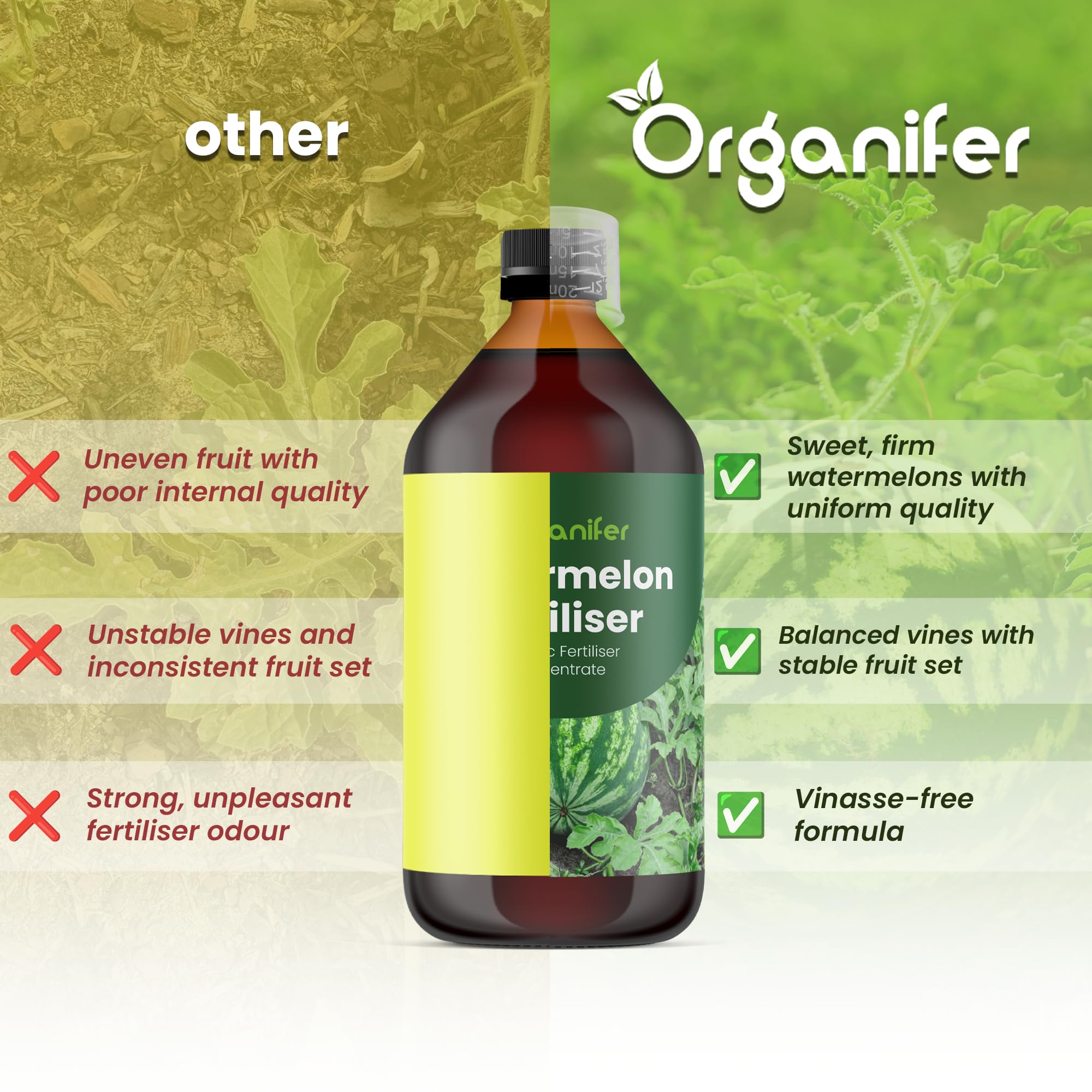 Fertilizzante Liquido Organico per Anguria 1L – Concime per Frutti Grandi e Raccolti Abbondanti