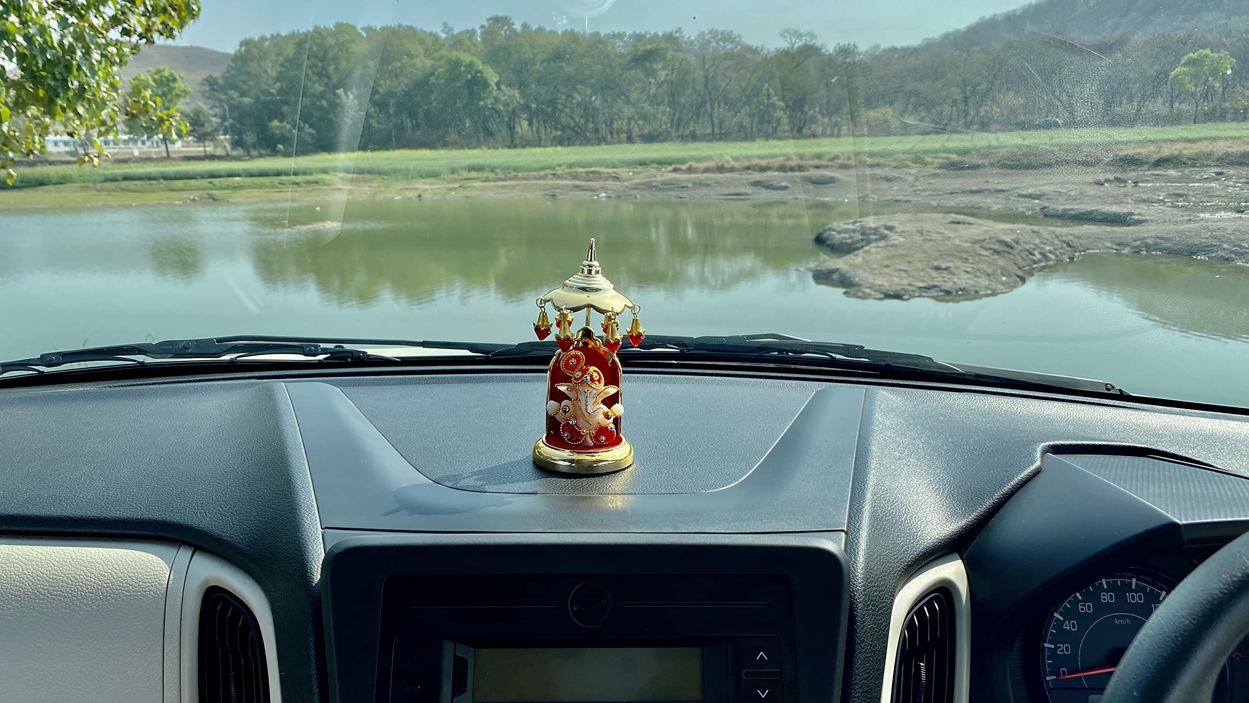 HR Enterprises 103P, Lord Ganesha Idols for Home Decor, Ganesha Idol for car Dashboard, Ganesh ji ki murti, ganpati,Statue for Living Room,Ganesha showpiece,showpieces,Umbrella for Idol 2