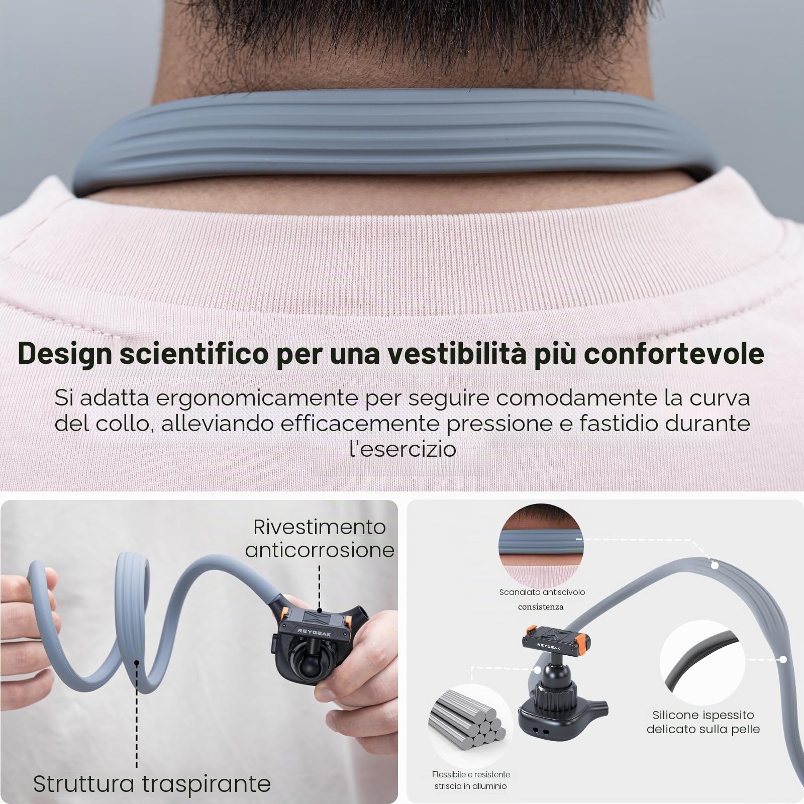 REYGEAK Mount per collo magnetico per DJI Osmo Action, montaggio per action camera POV, montaggio con cintura toracica regolabile compatibile con accessori DJI OSMO 360/Action 5 Pro/4/3