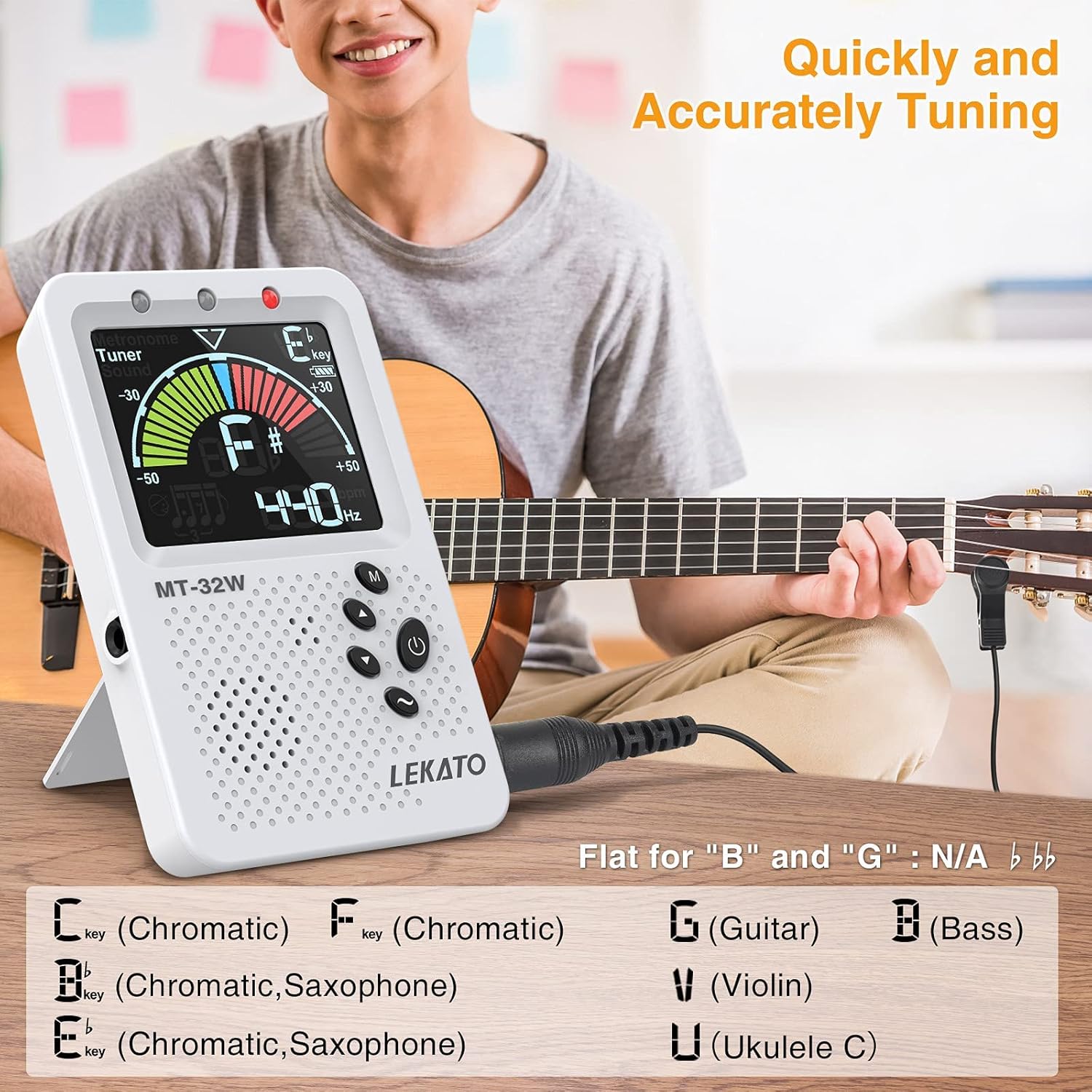Buy Metronome Tuner, LEKATO Rechargeable 3 In 1 Metronome for Guitar, Bass, Violin, Ukulele and