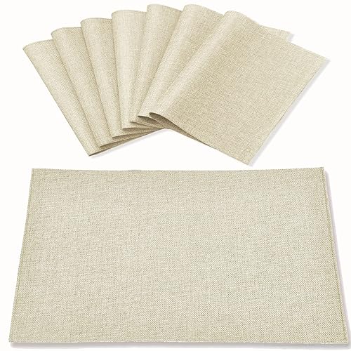 Cloth Placemats Set of 8, Linen Type Fabric Placemats Machine