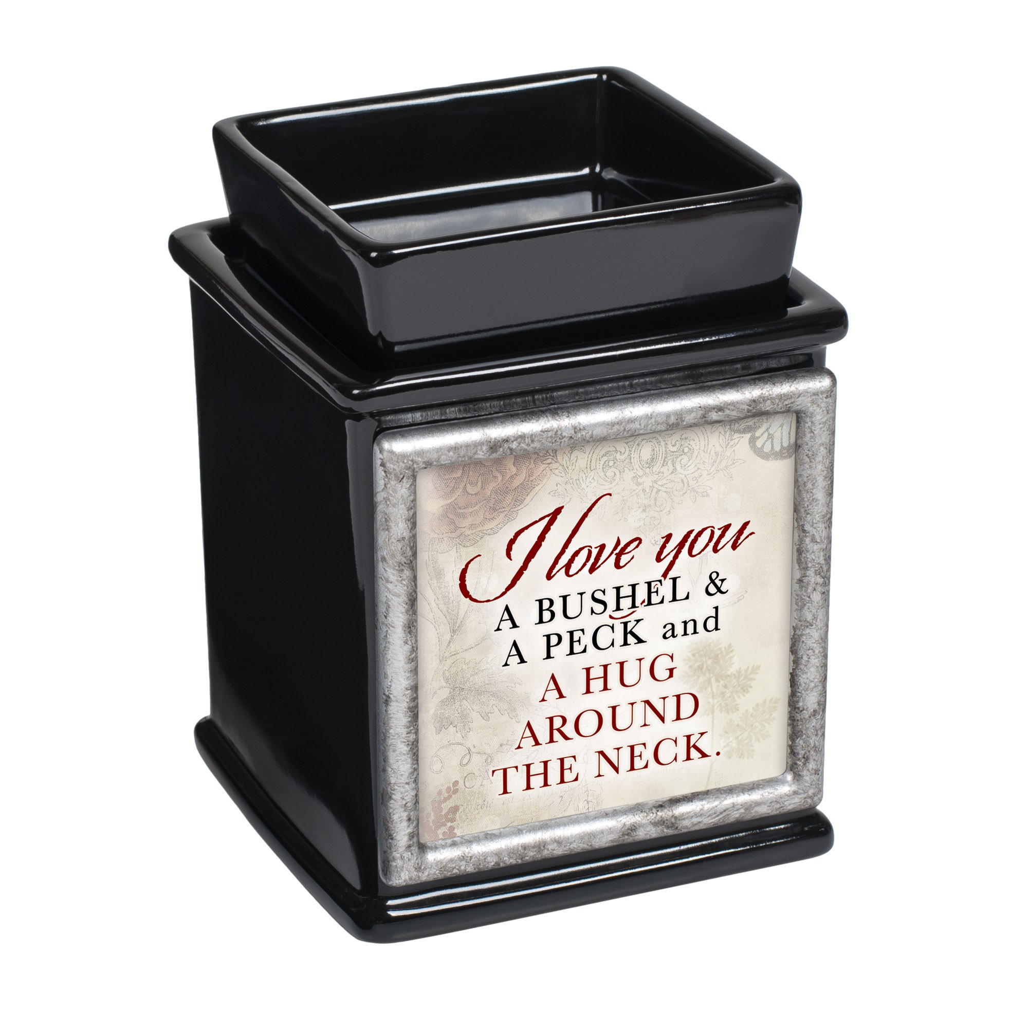 Elanze Designs Love You A Bushel A Peck Ceramic Glossy Black Interchangeable Photo Frame Candle Wax Oil Warmer