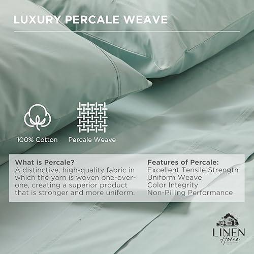 Miniatura 2 de Sábana bajera de 100% algodón percal, tamaño King, turco pastel, 1 sábana bajera con bolsillos profundos, ropa de cama fresca y resistente, 78 x 80