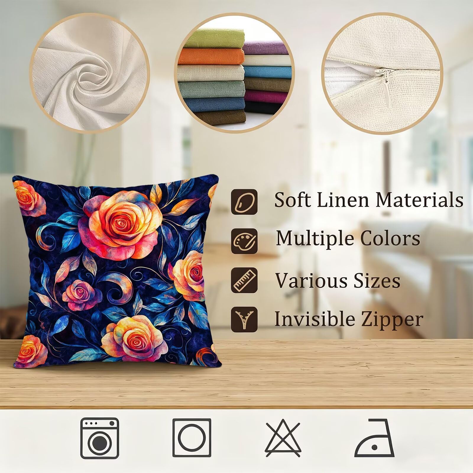 Rojo Funda Cojin 65x65 Flor Funda Almohada 65x65 Cojines Sofa Súper Suave Fundas Cojines Decorativos Fundas Almohadas 4 Piezas Almohada Cervicales y Cuello, para Hogar Cama Salon Decoracion E - 547
