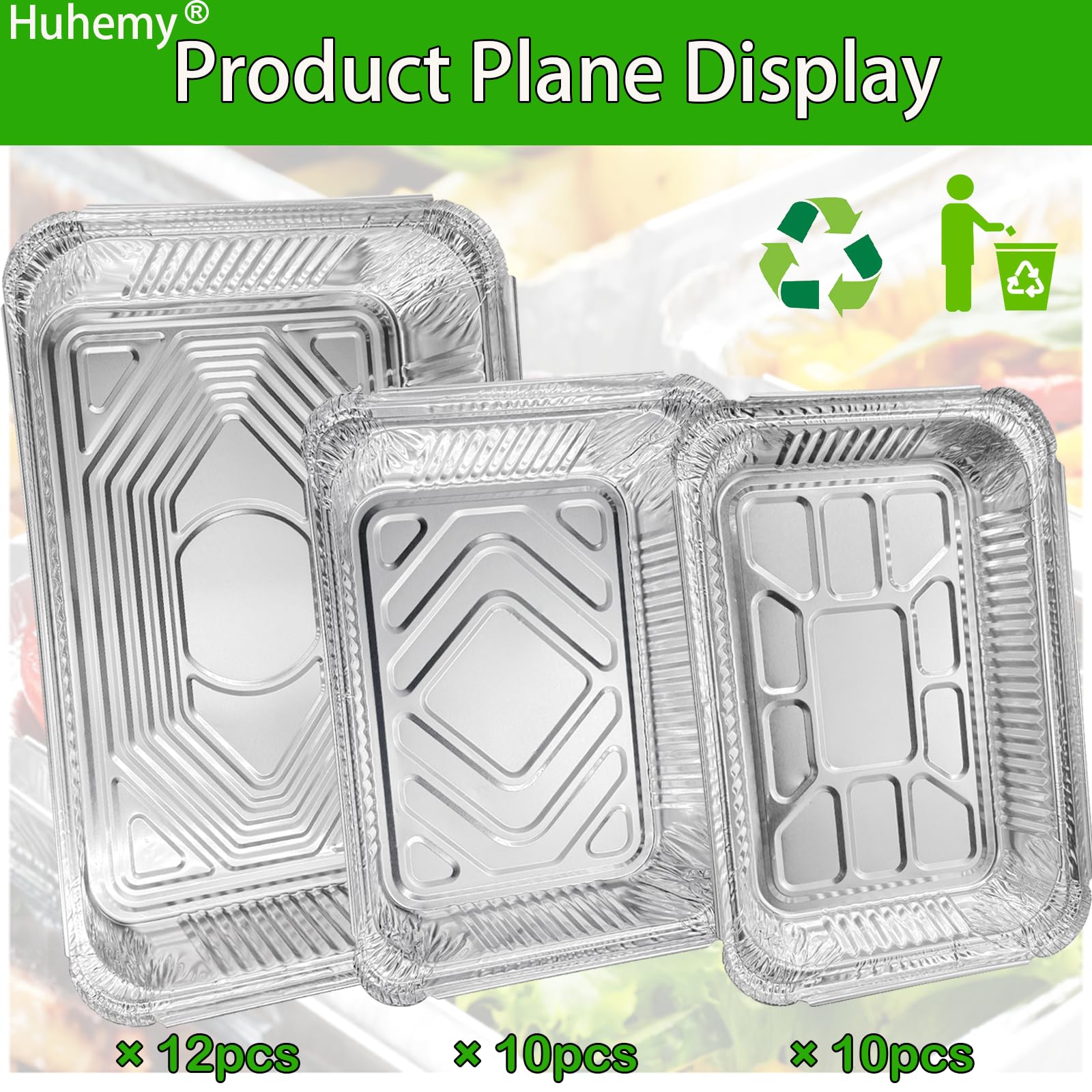 Barquette Aluminium 32 Pièces - 2200ml/1100ml/700ml Avec Couvercle - Pour Barbecue, Cuisiner, Griller, Cuire, Rôtir