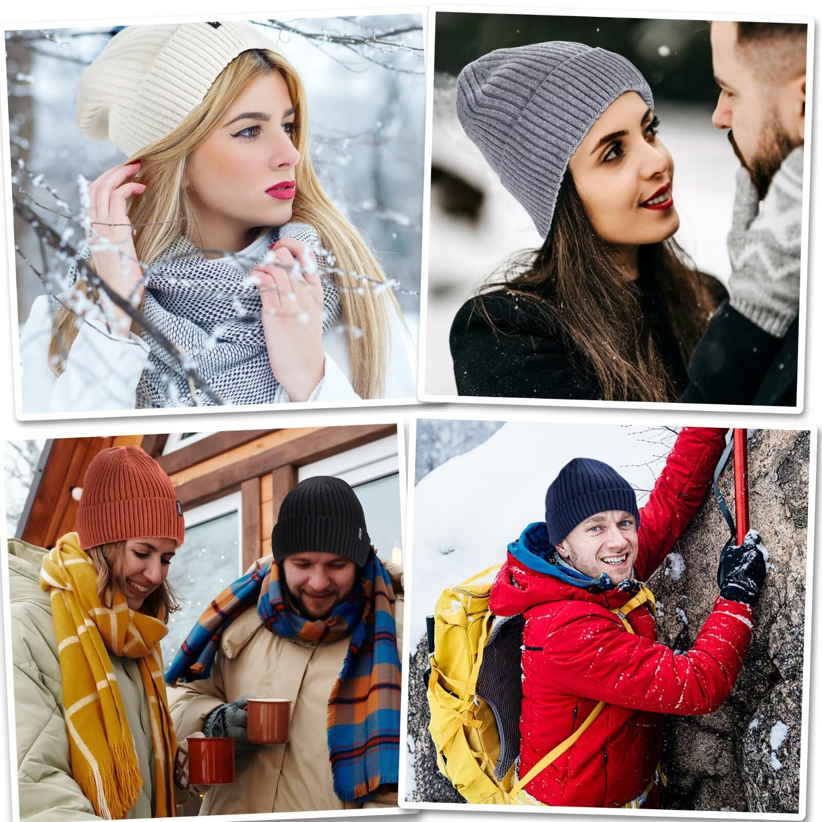 Gorro de punto para hombre, 30 % lana merino, sombreros de invierno para mujer, forro grueso y cálido, gorro para mujer, gorro de calavera para clima frío