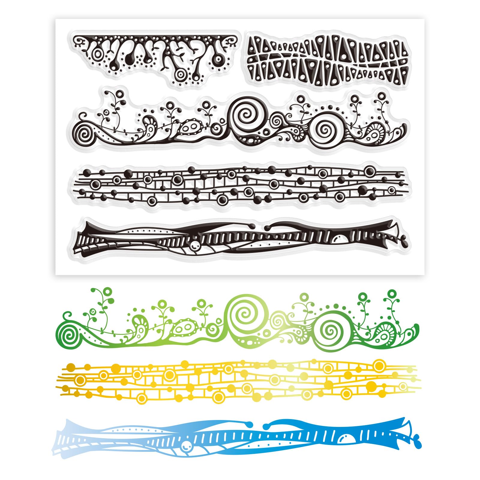 PH PandaHallGraffiti Border Pattern Clear Stamps, Transparent Rubber Stamps Study Paper Craft Stamps for DIY Scrapbooking Stamps Card Making Decoration Paper Photo Card Album Crafting