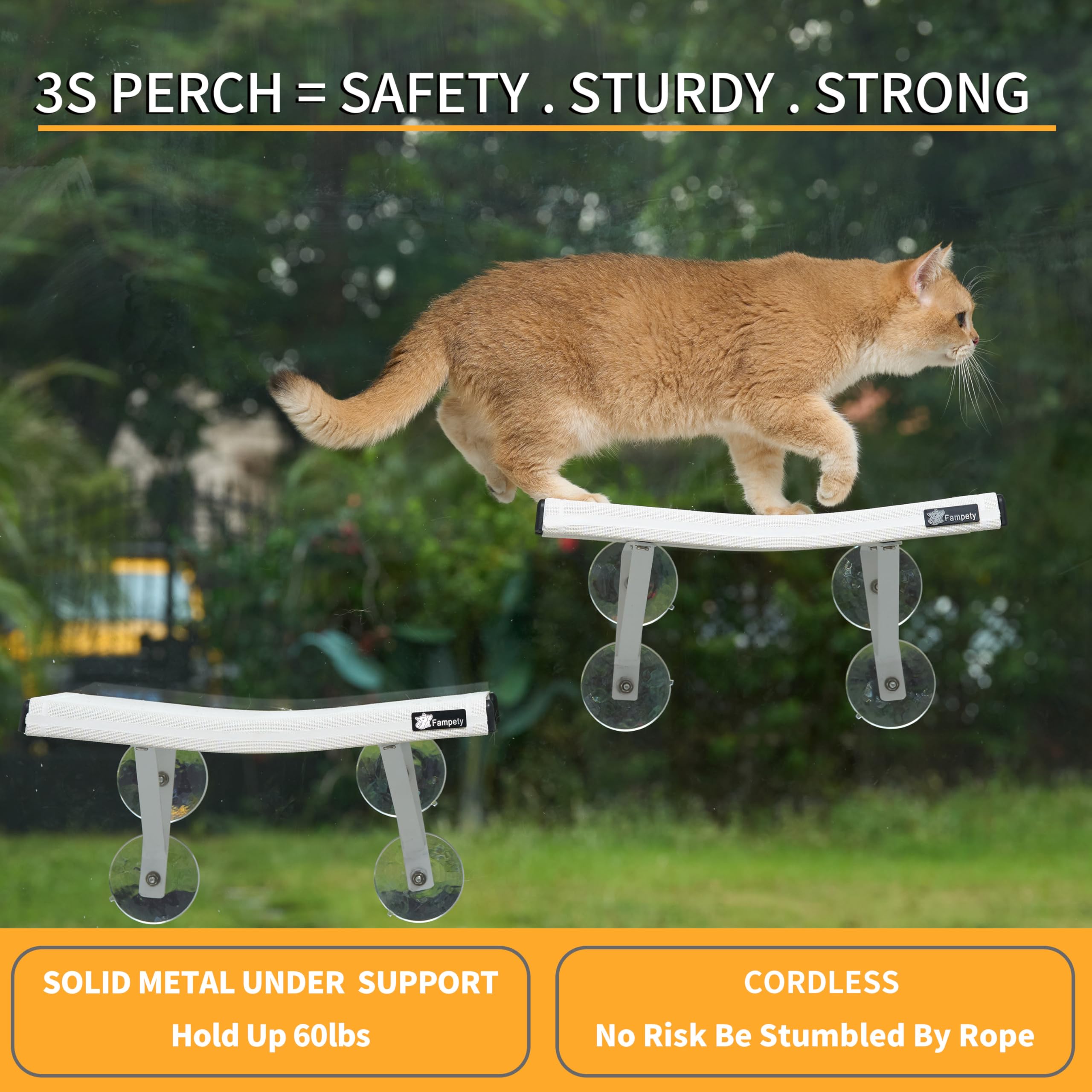 House Outdoor SKY-TOUCH Cat Window Perch Foldable Cordless Cat