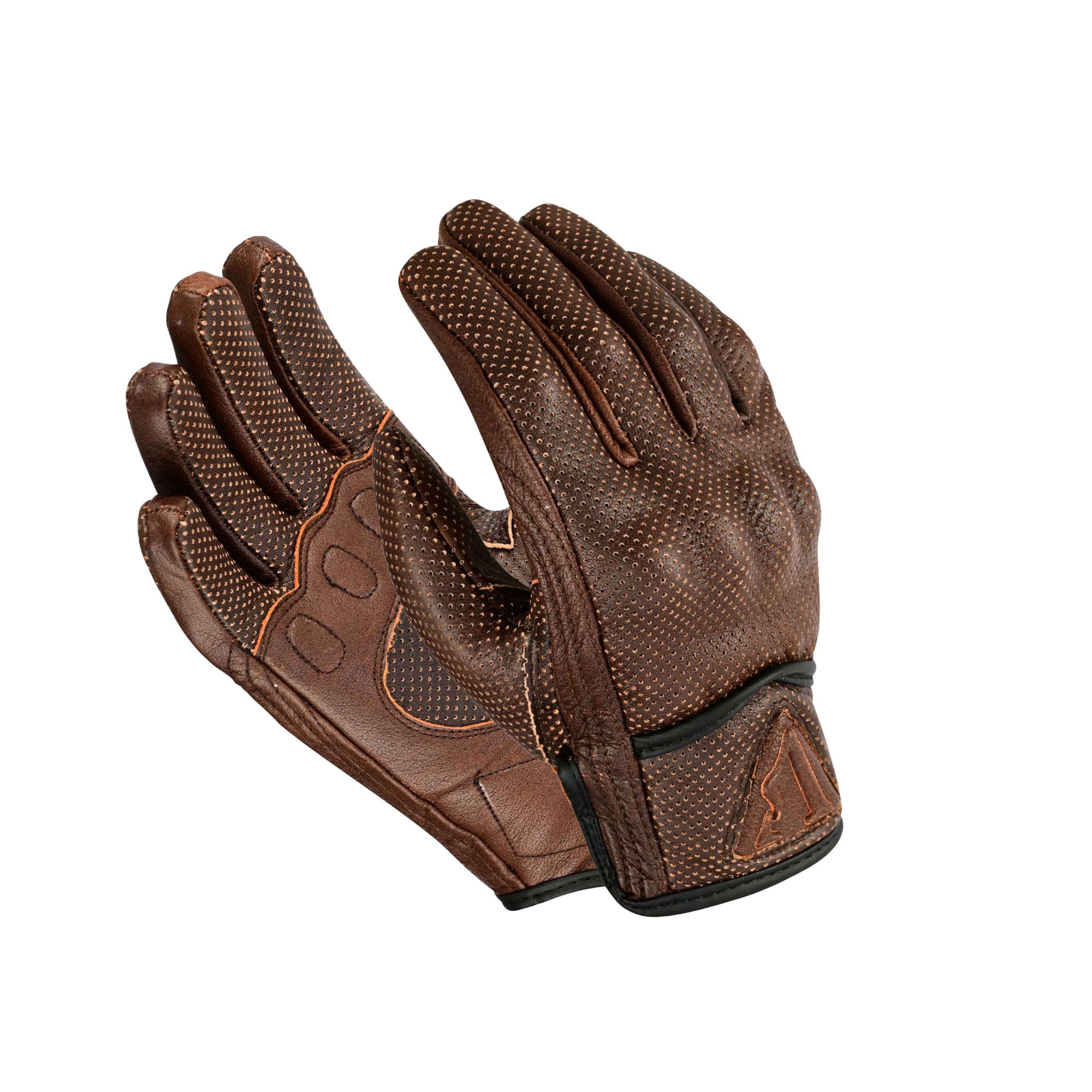 Mens Perfect Motorcycle Perforated Black Leather Gloves 100 Genuine CowhideLeather-Knuckle Protection-Comfortable Leather Gloves for Men