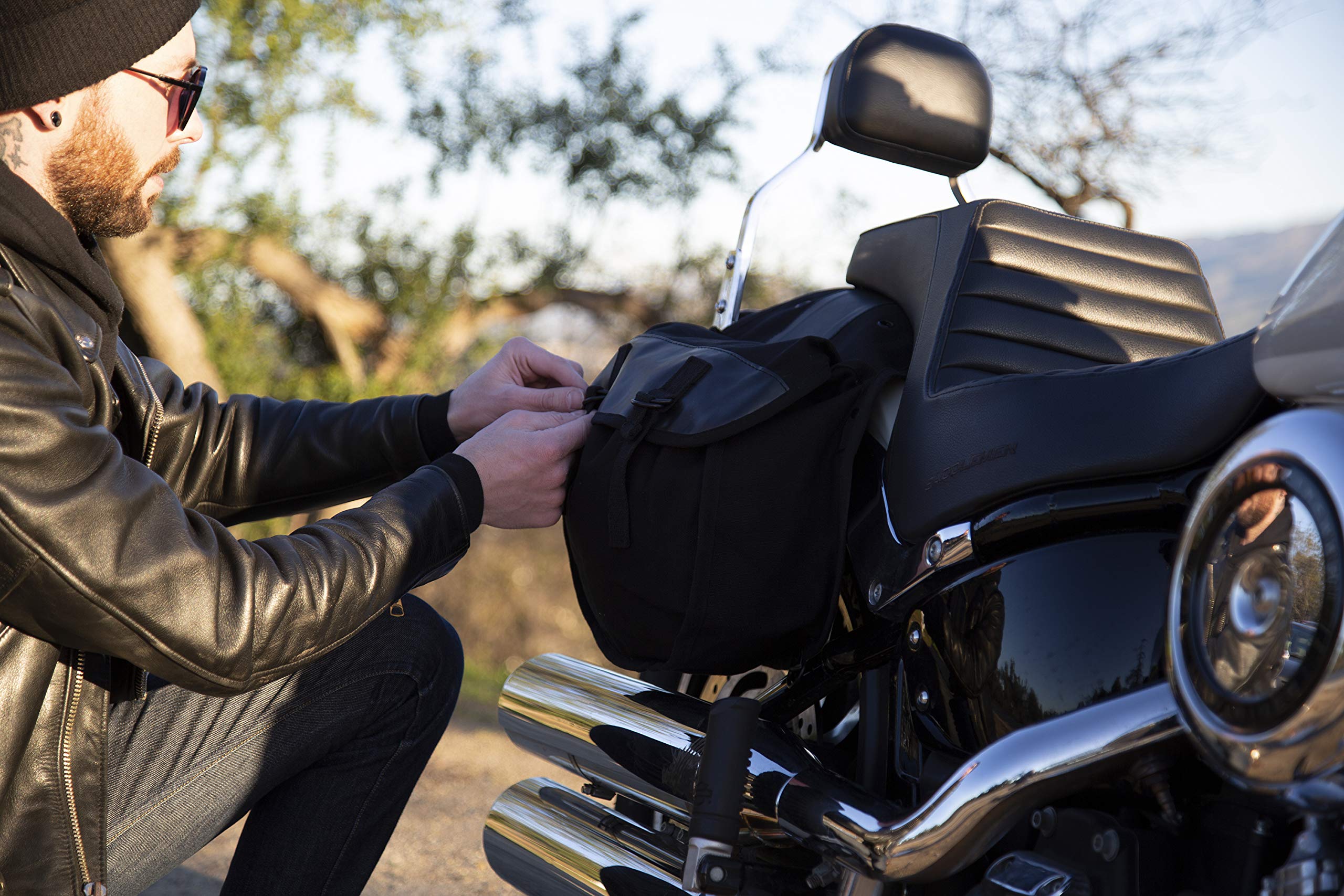 Amazon.com : Stansport Canvas Saddle Bag - Black (766-20) : Sports