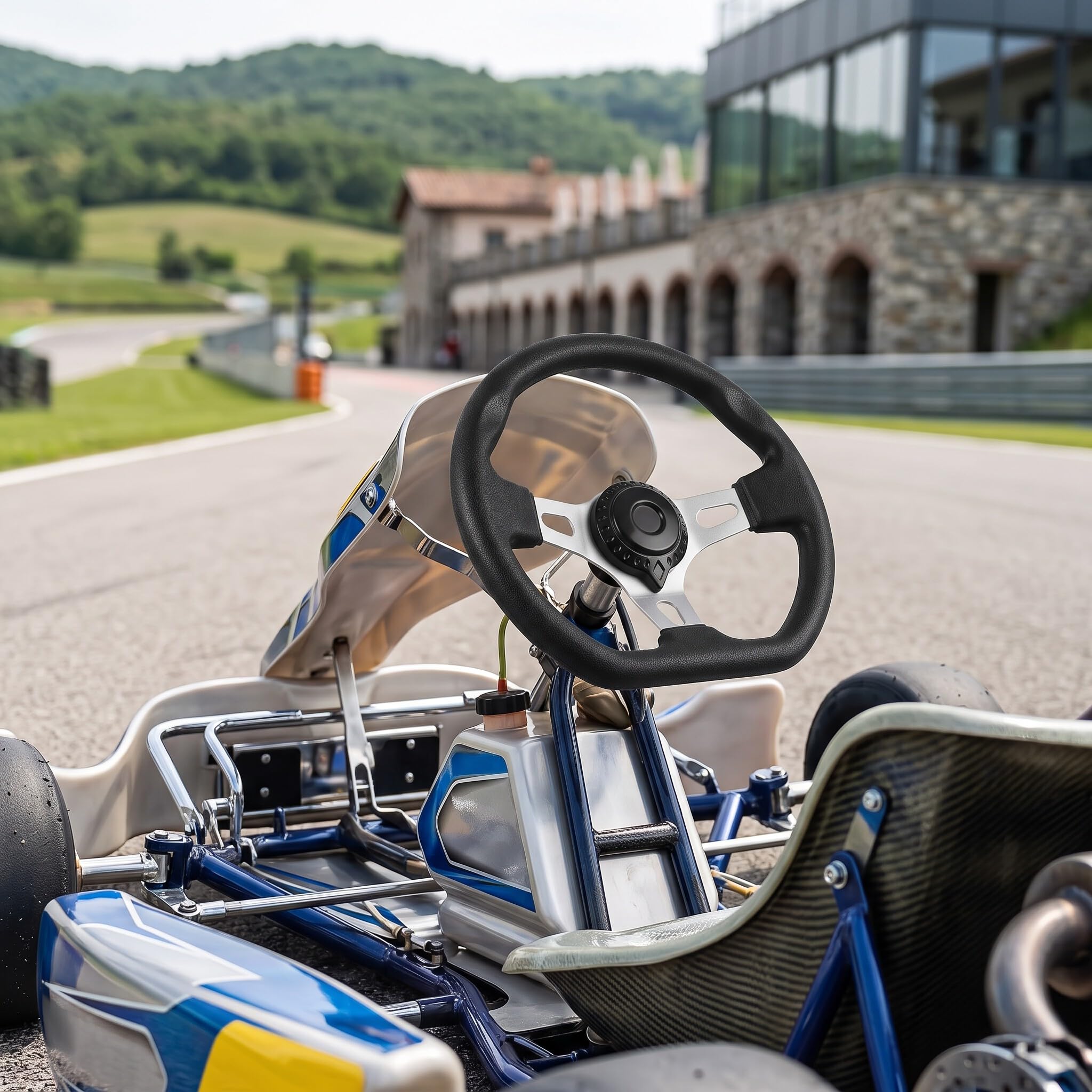 Cocoarm Volante da 270 Mm, Accessorio Go Kart in Alluminio ABS, Comfort Ergonomico e Facile Installazione per le Corse di Go Kart