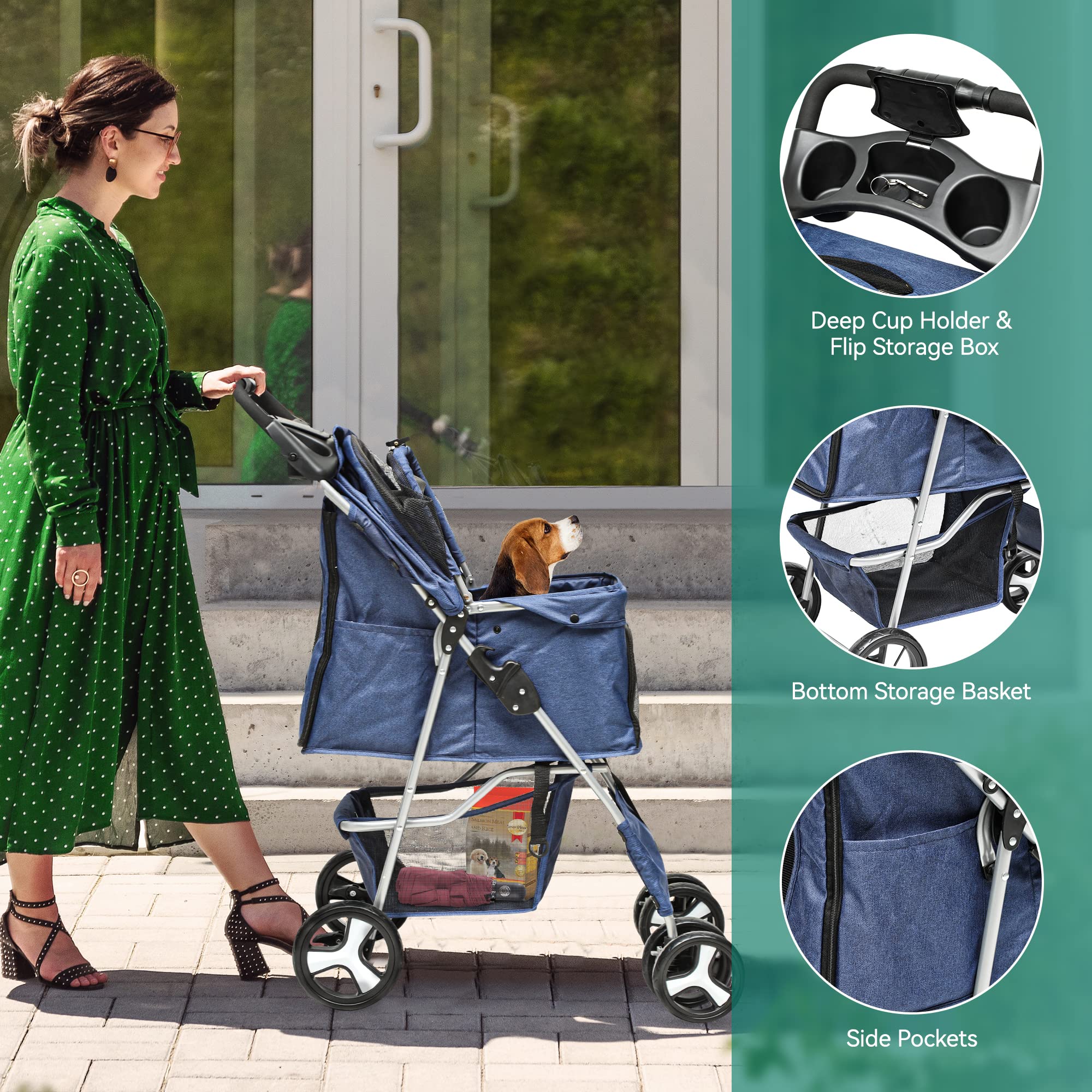 Zhiding Babykar 3 In 1 Opvouwbare Buggy 90-wheeler, Kinderwagen Met Extra Grote Luchtwielen Voor Kinderen Schakelbare Fietswalking Lange Reis Voor Pasgeboren En Peuter