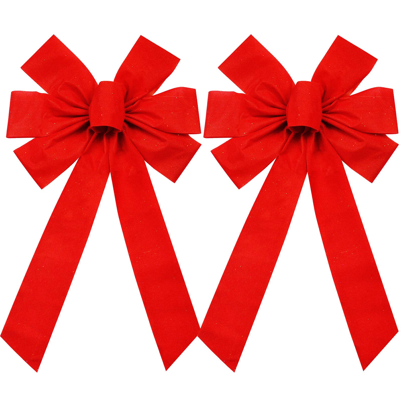 Christmas Ribbon Bows Large Xmas Bowknot Ornaments for Wreaths Gift Wrapping Supplies 9.8 x 15.7 Red 2 pcs