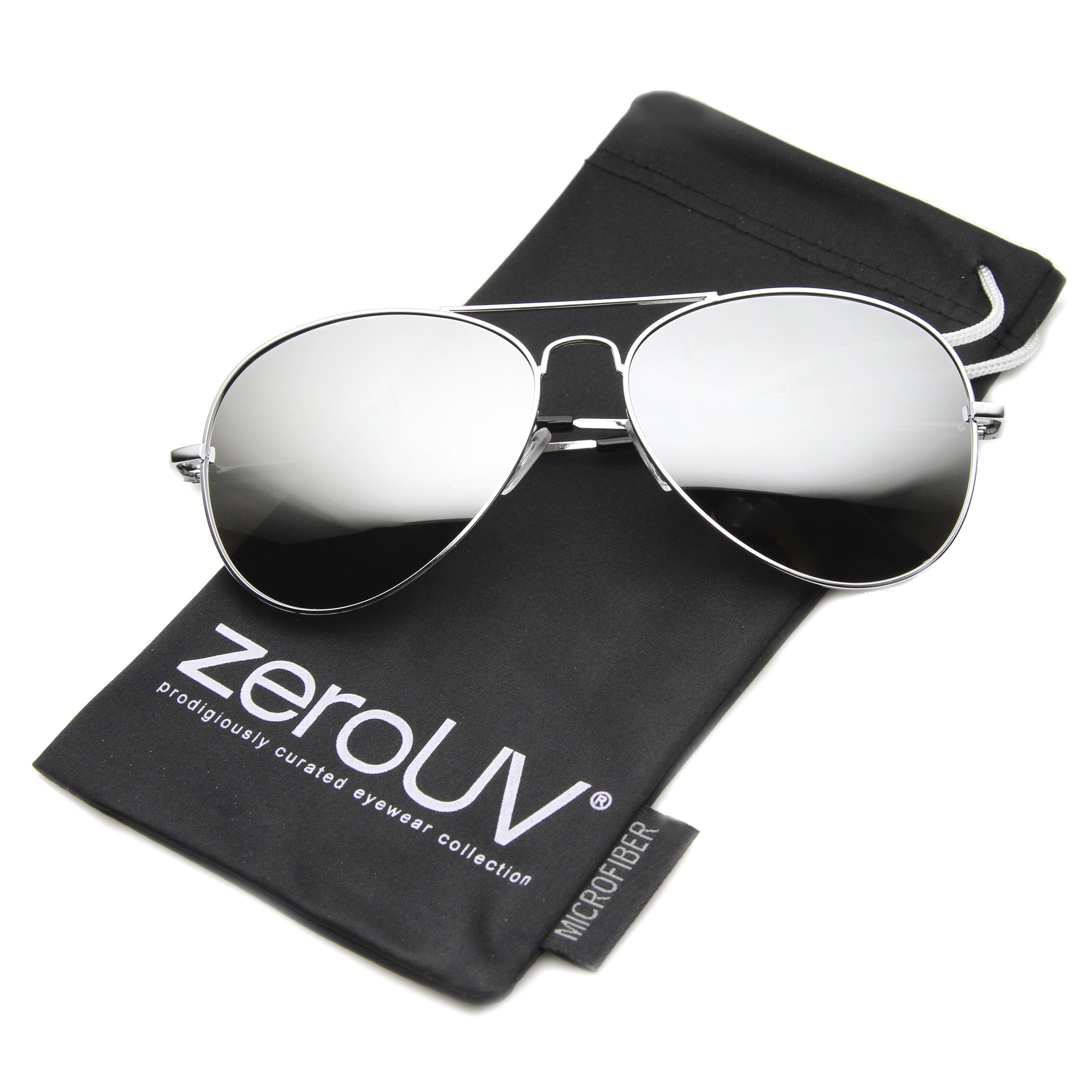 Zerouv Mirrored Aviator Sunglasses For Men Women Military - Main Image