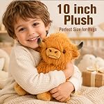 Scottish Highland Cow Stuffed Animal, Realistic Highland Cow Plush, Soft Plush Toy for Kids, Cute Brown Cow Plushie 23cm