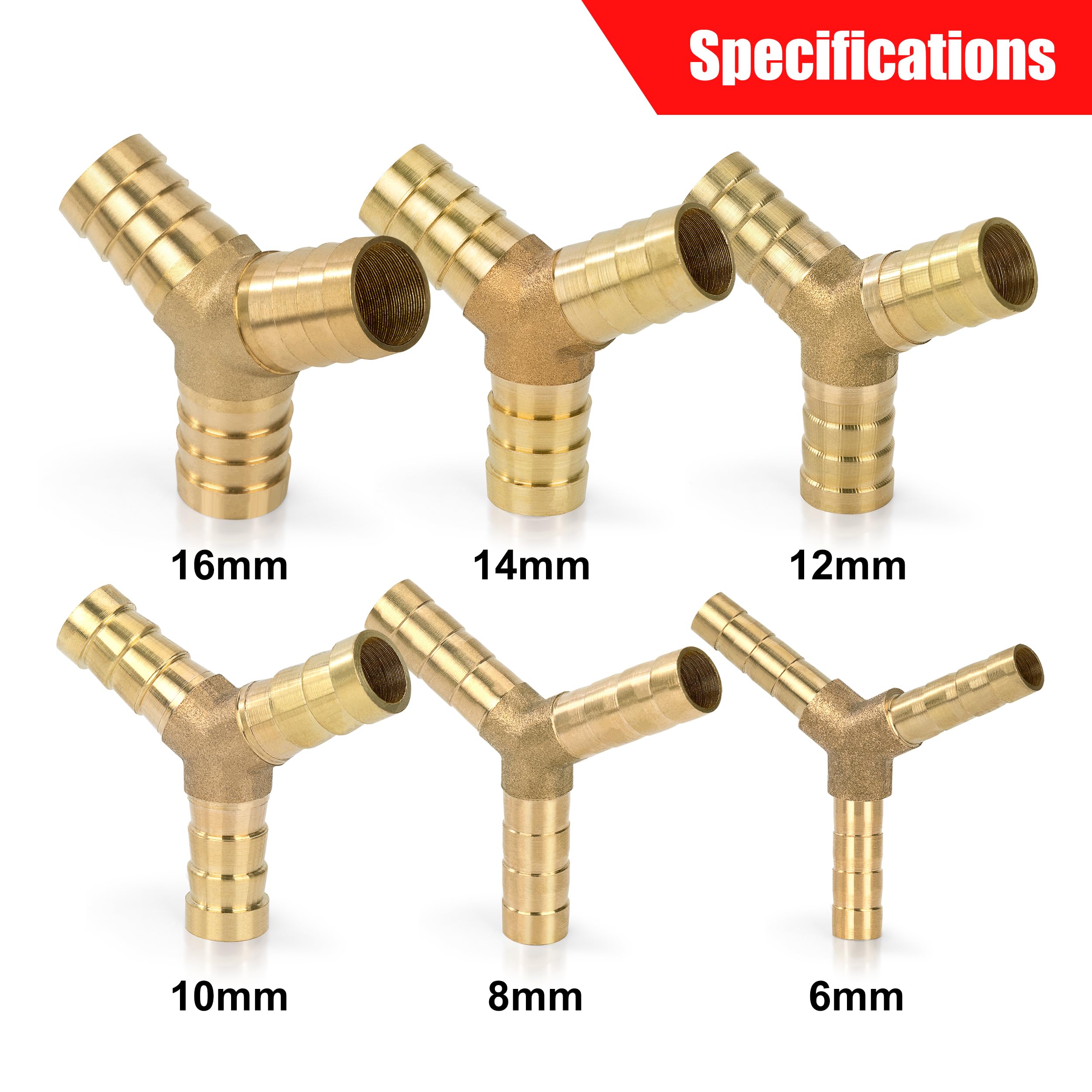 Messing Schlauchtülle – 6 Stück, 6 Mm, 4-Wege Gerade Verschraubung, Für Kraftstoff, Wasser, Luft
