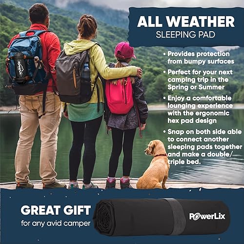 Vista 49 de Powerlix - Colchoneta inflable ultraligera y compacta con bolsa de inflado, bolsa de transporte y kit de reparación, ideal para acampar, mochilero