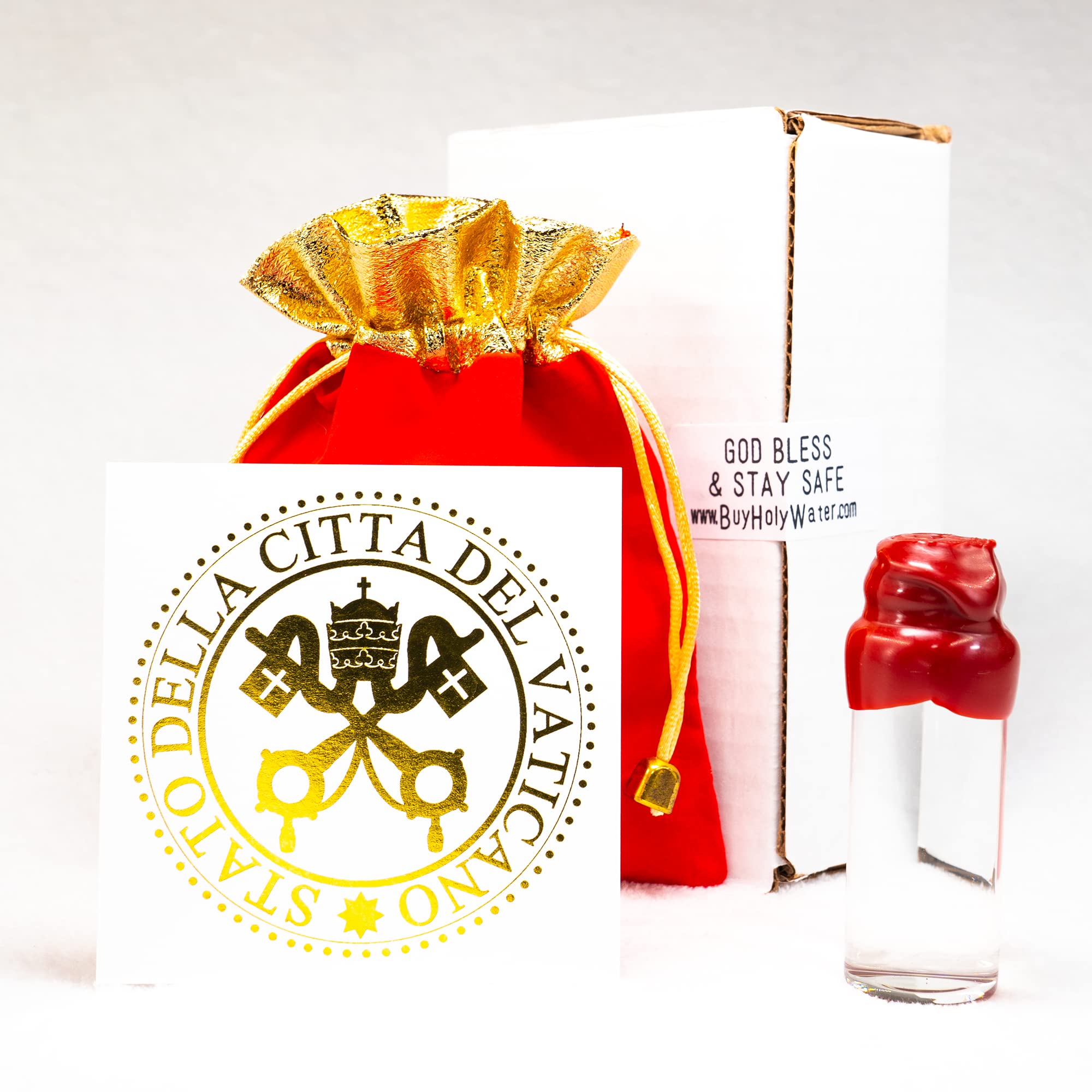 Blessed Holy Water 25ml Red Wax Sealed Cork Vial ✞ The ONLY Authentic & Certified Holy Water ✞ Blessed by Pope Francis Vatican City Import ✞ Baptism Wedding Exorcism Christmas Catholic Prayer GIFT