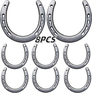 8 PCS Horseshoe Wall Decor,Lucky Cast Iron Horse Shoes for Decorations,Crafts,Wedding,Birthday,Cowboy Party,Western Party Favors Supplies