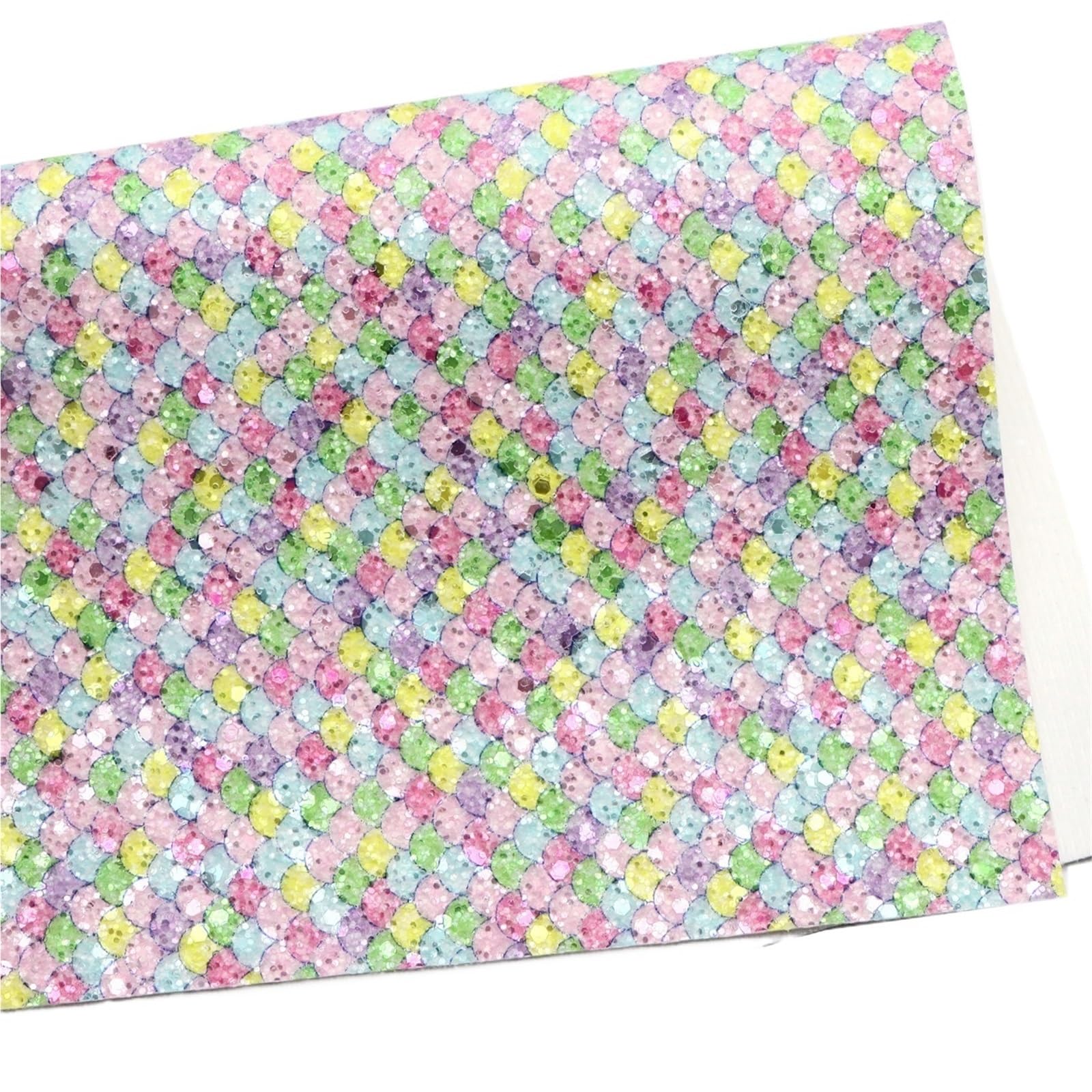 Glitter Leather Sheets 2pcs 7.87x12.99inches Scale Pattern Faux Leather Sheets Sequins Shimmer Chunky Glitter Synthetic Fabric